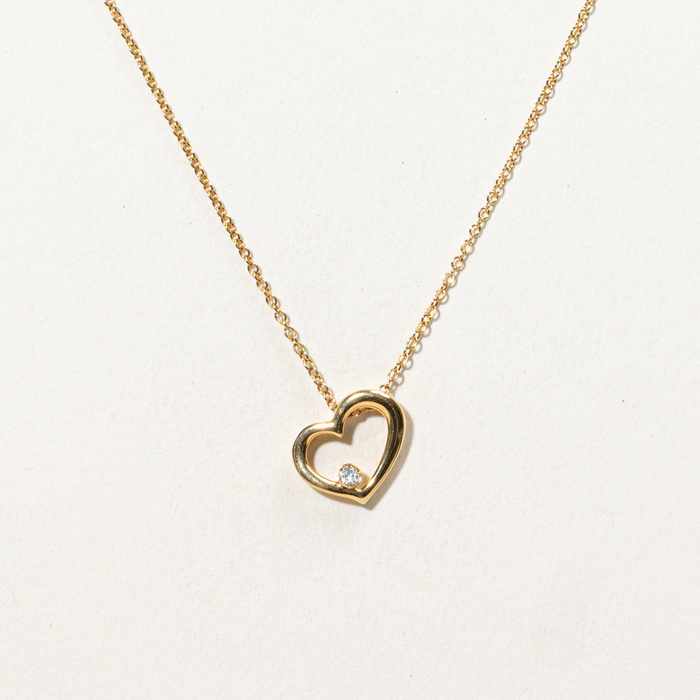 'Birks' 18K Diamond Heart Pendant Necklace | 17"