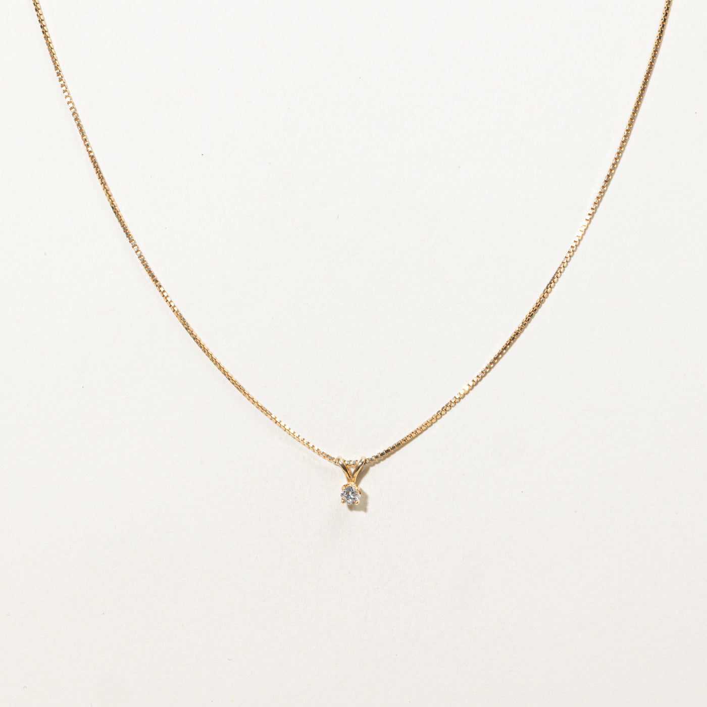 10K Solitaire Diamond Pendant Necklace | 18"