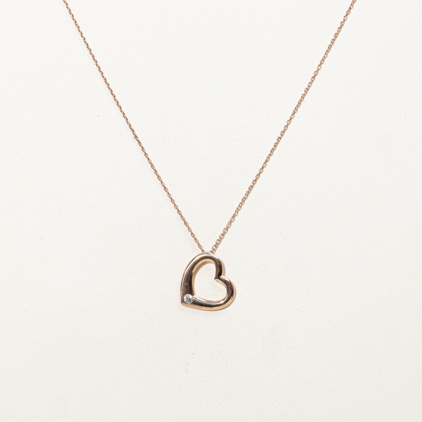 10K Diamond Open Heart Pendant Necklace | 18"