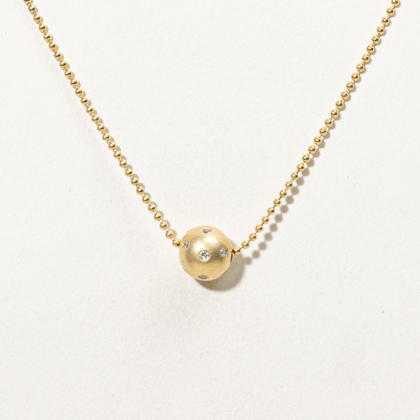 18K Diamond Sphere Pendant Necklace | 16"