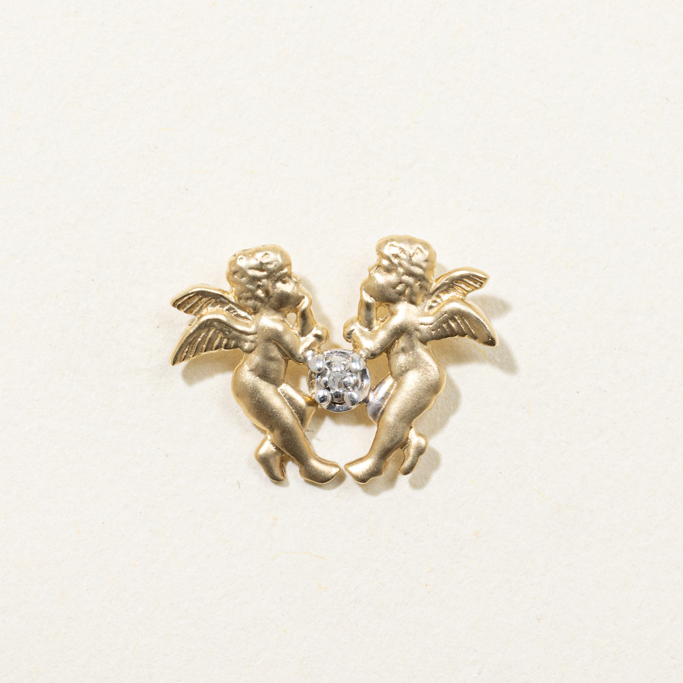 10K Diamond Cherub Pendant