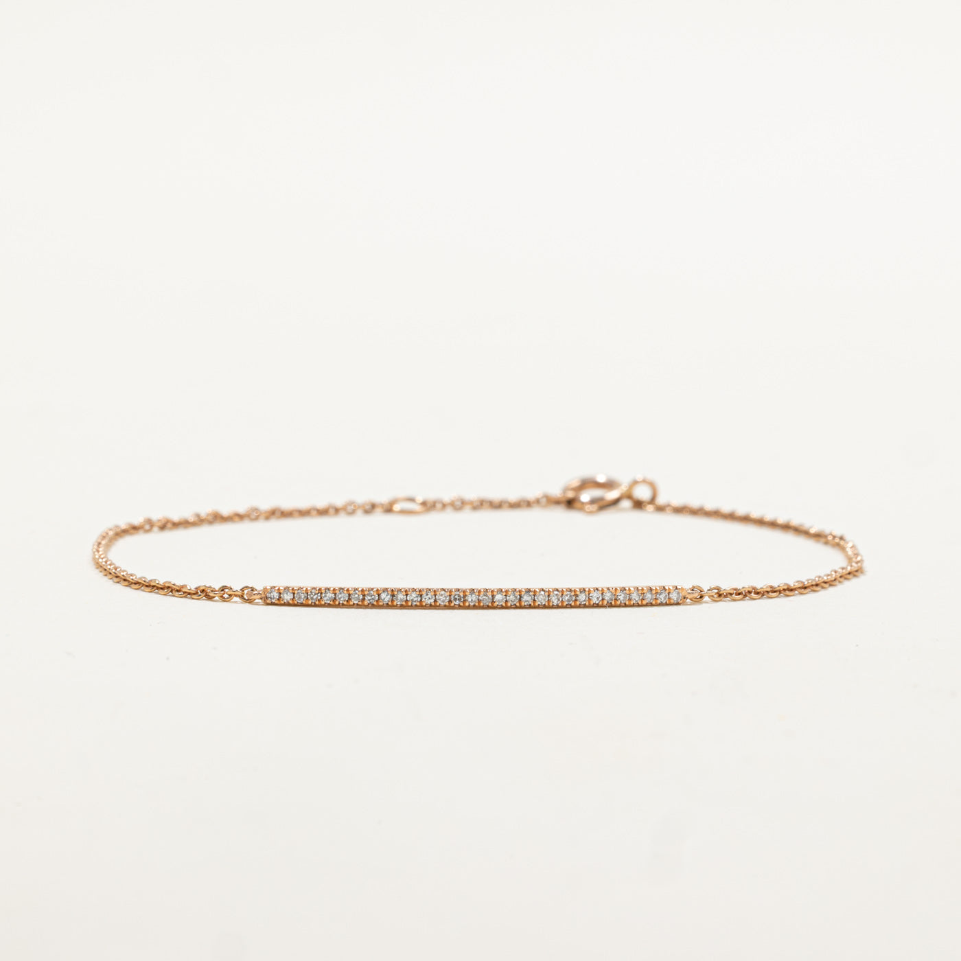 14K Rose Gold Diamond Bar Bracelet | 7"