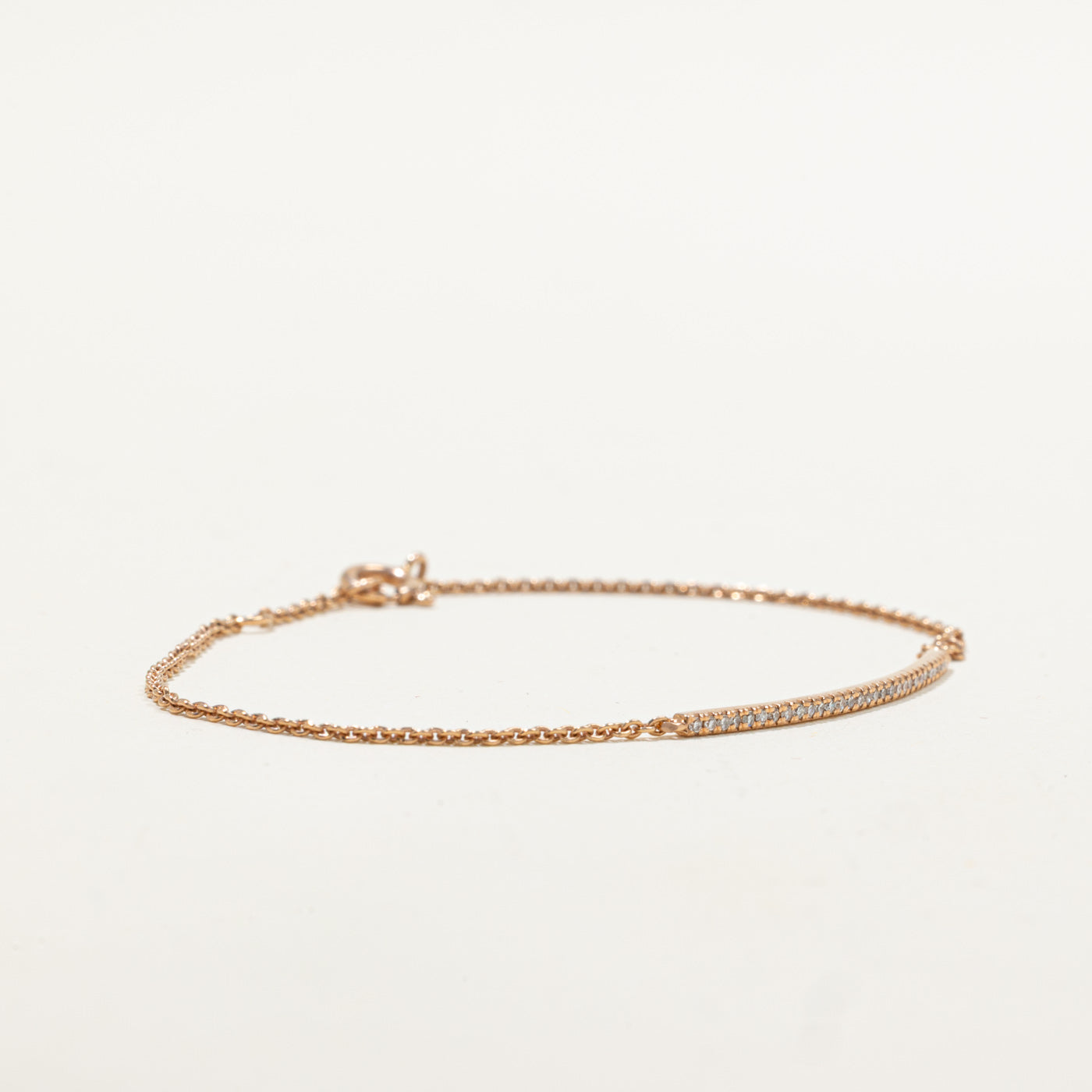 14K Rose Gold Diamond Bar Bracelet | 7"