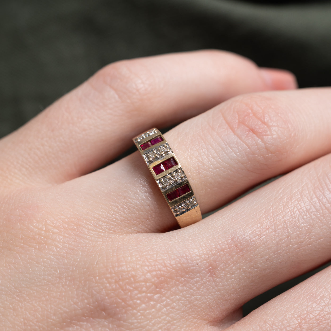 10k Ruby & Diamond Multi Row Band | SZ 5.25