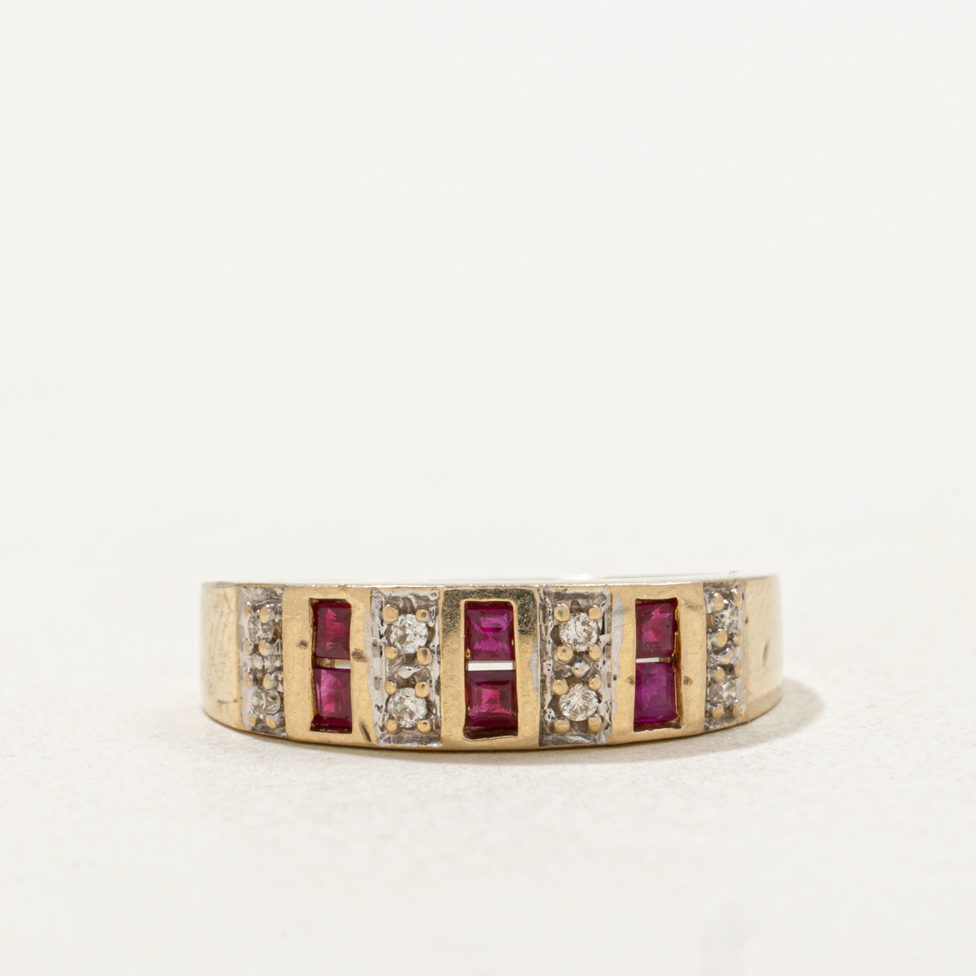 10k Ruby & Diamond Multi Row Band | SZ 5.25