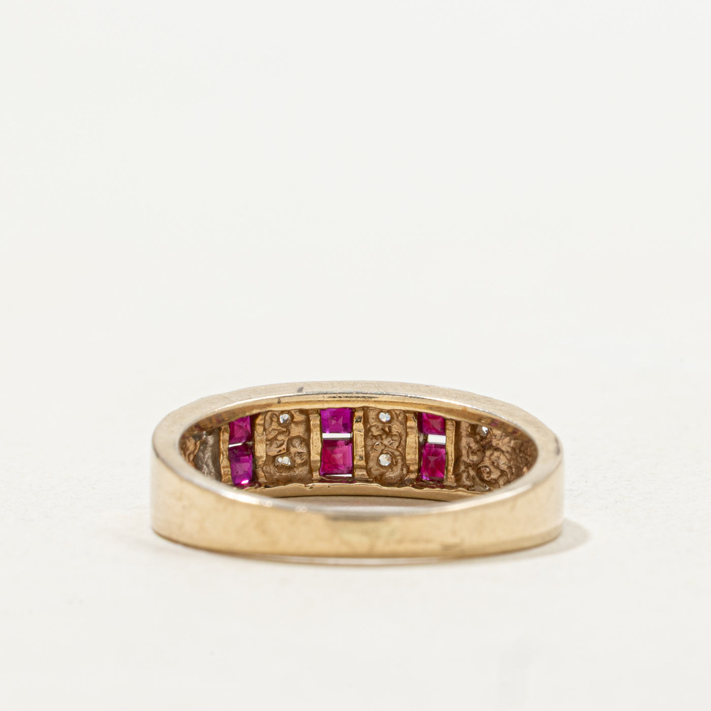 10k Ruby & Diamond Multi Row Band | SZ 5.25