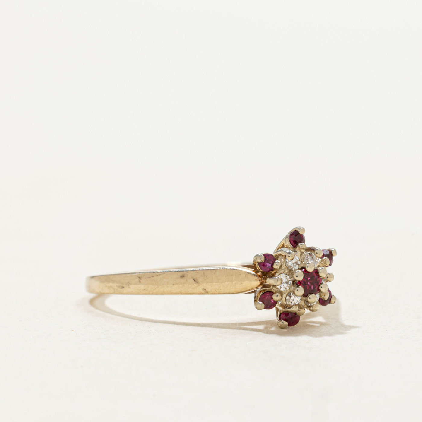 10k Ruby & Diamond Petal Cluster Ring | SZ 7.75