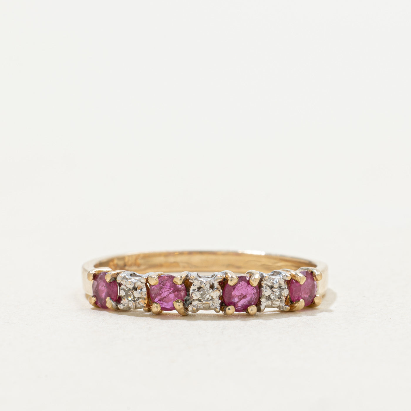 10k Seven Stone Ruby & Diamond Band | SZ 6.0
