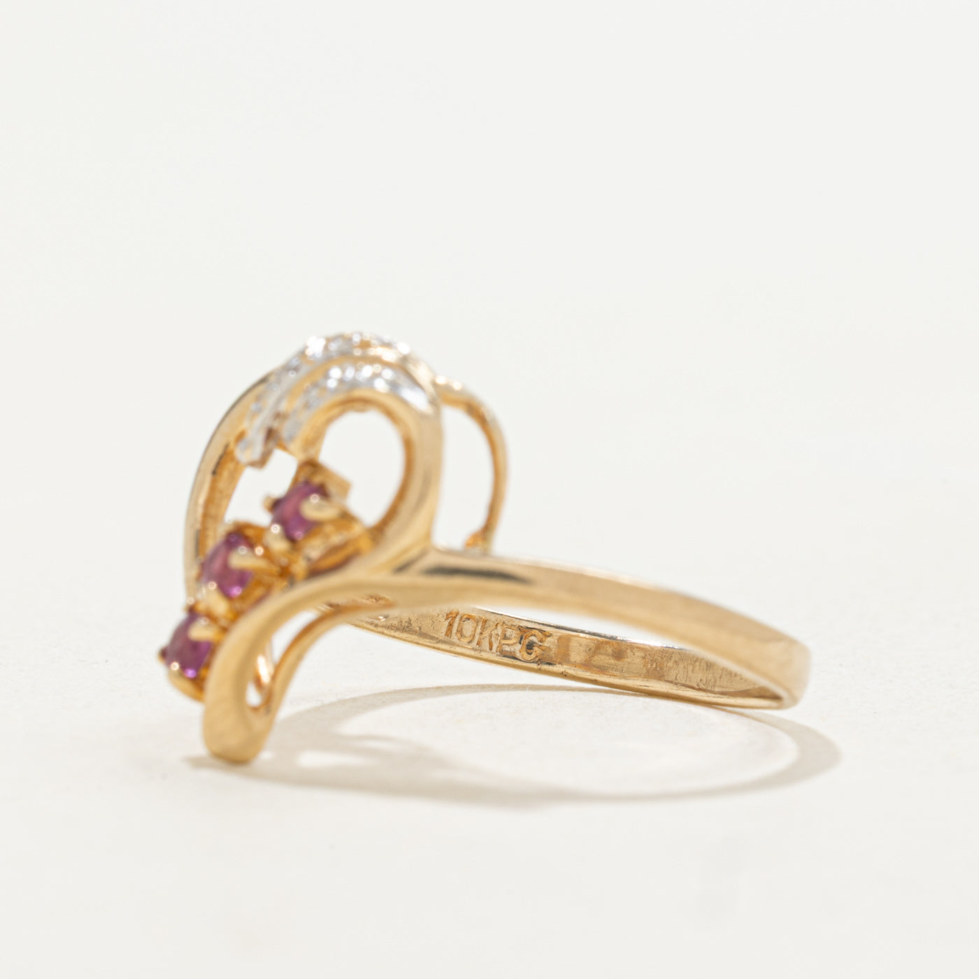 10k Ruby & Diamond Open Heart Ring | SZ 6.25