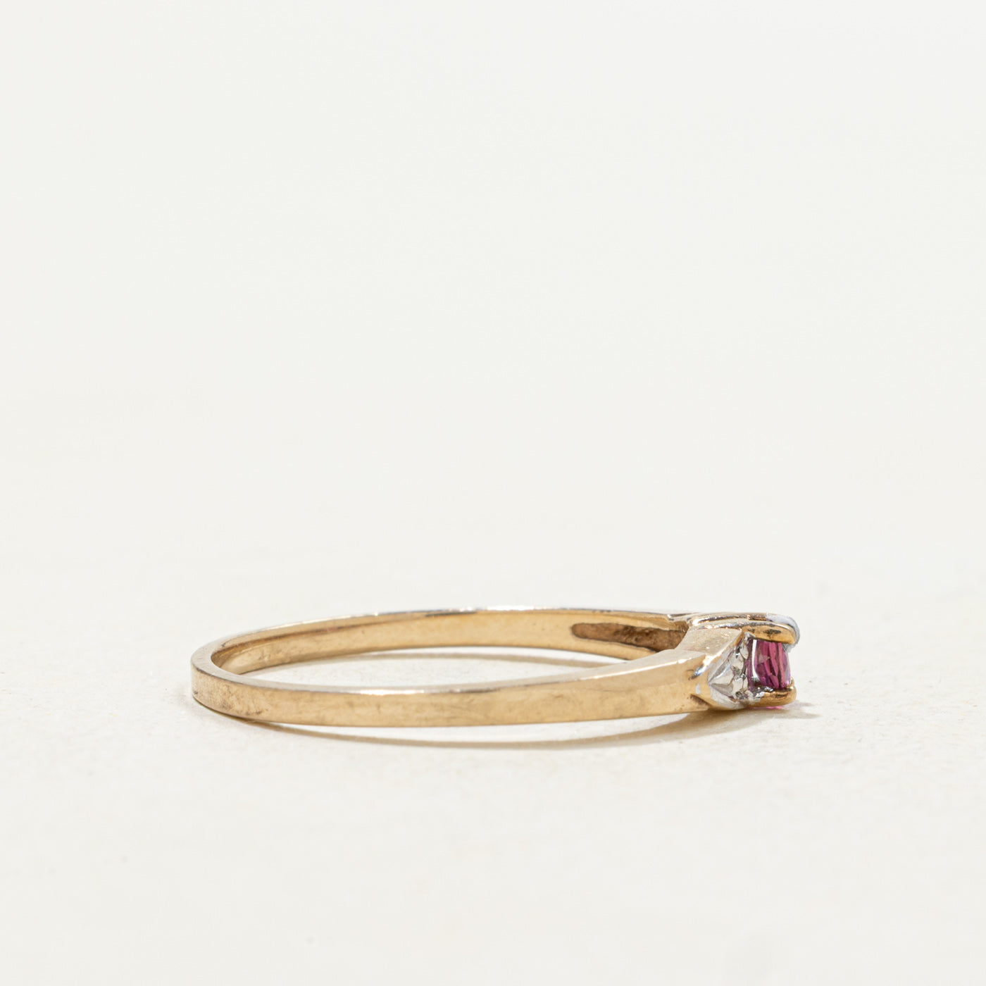 10k Round Cut Ruby & Diamond Accented Petite Ring | SZ 5.25
