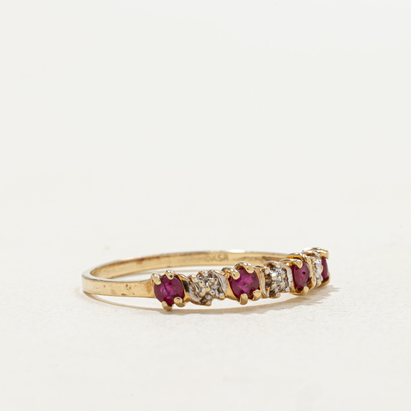 10k Four Stone Round Cut Ruby & Diamond Band | SZ 8.0
