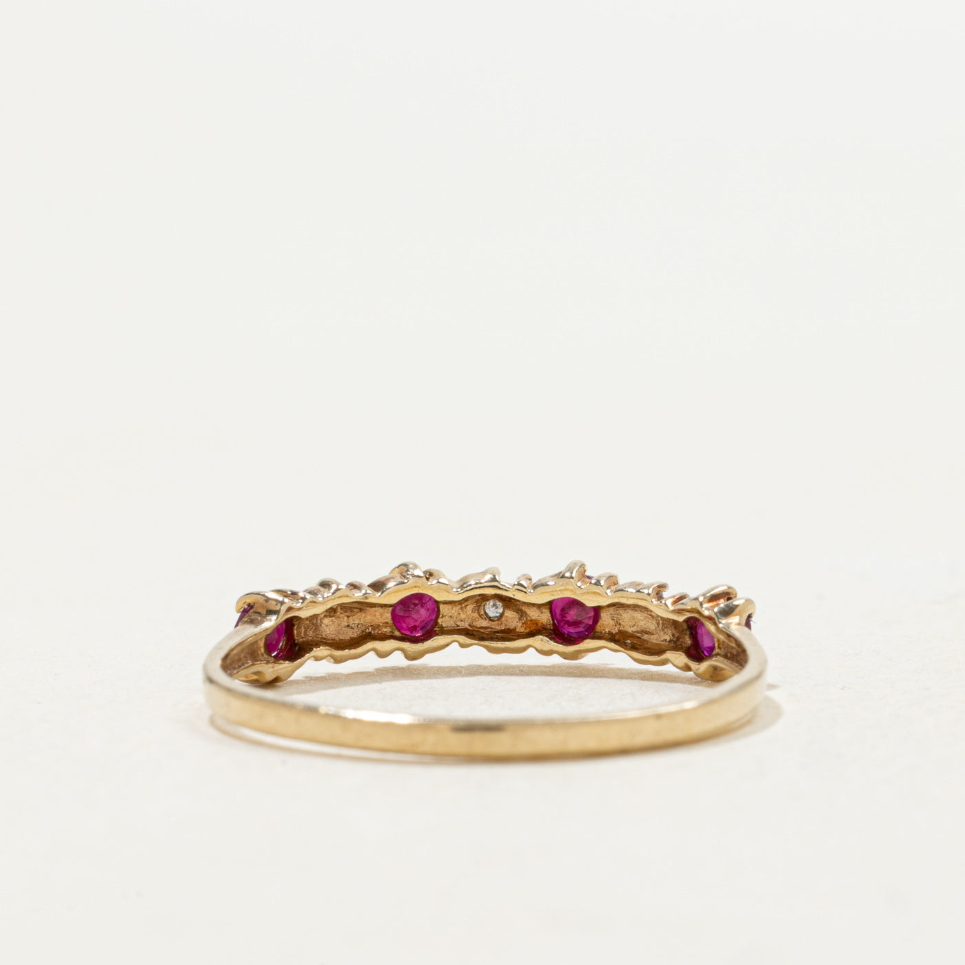10k Four Stone Round Cut Ruby & Diamond Band | SZ 8.0