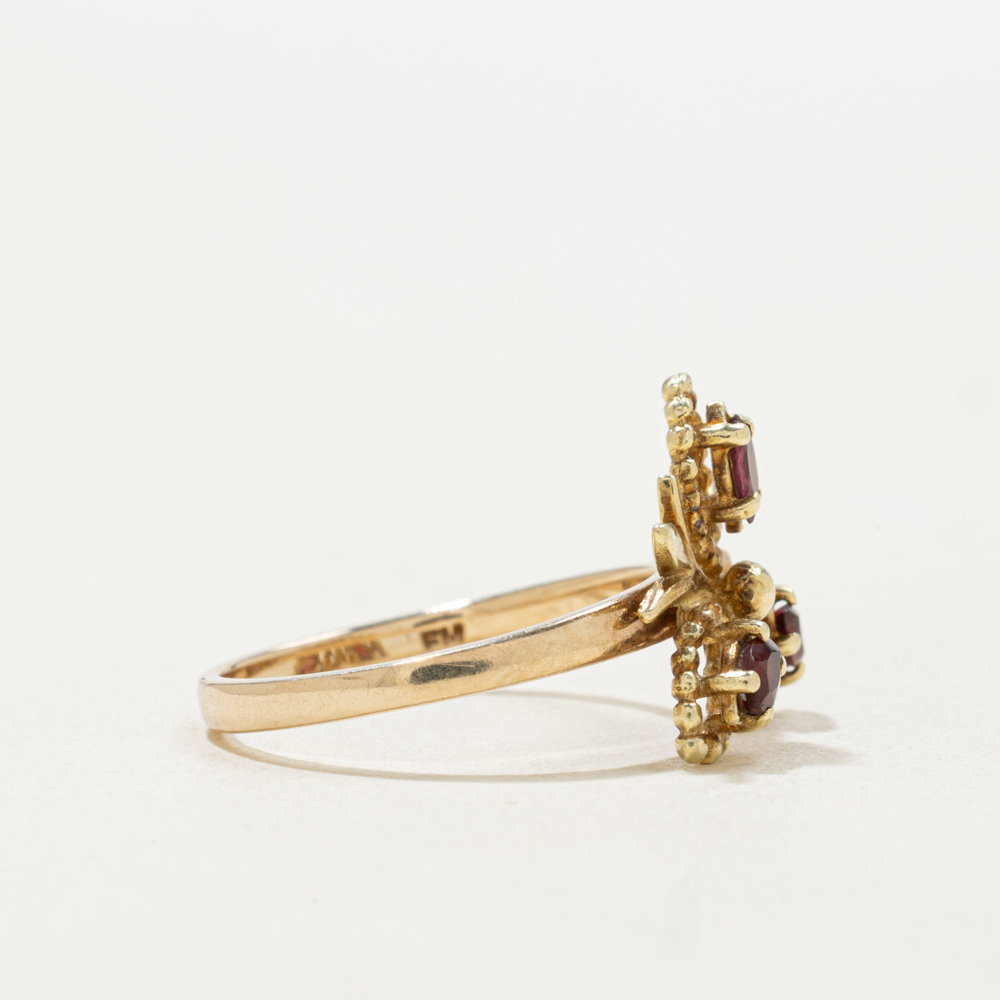 10k Marquise Cut Garnet Floral Ring | SZ 5.75