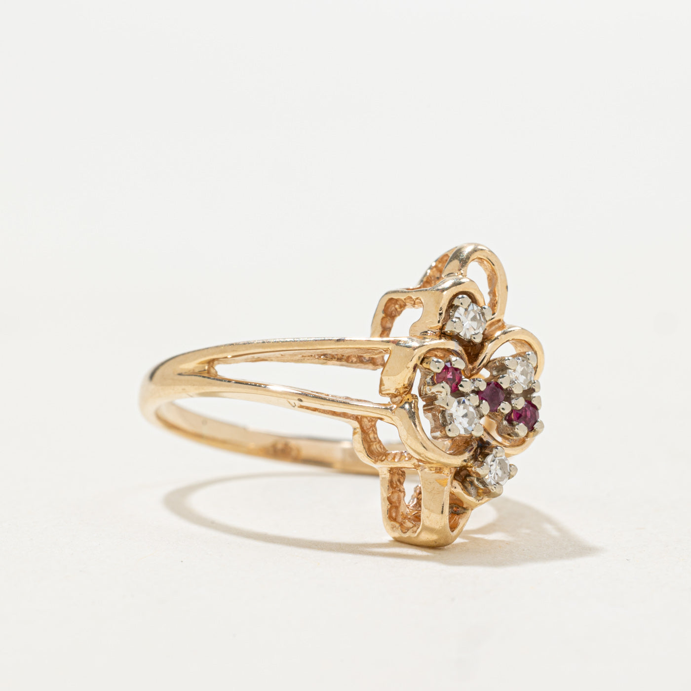 14k Ruby & Diamond Cluster Ring | SZ 7.5