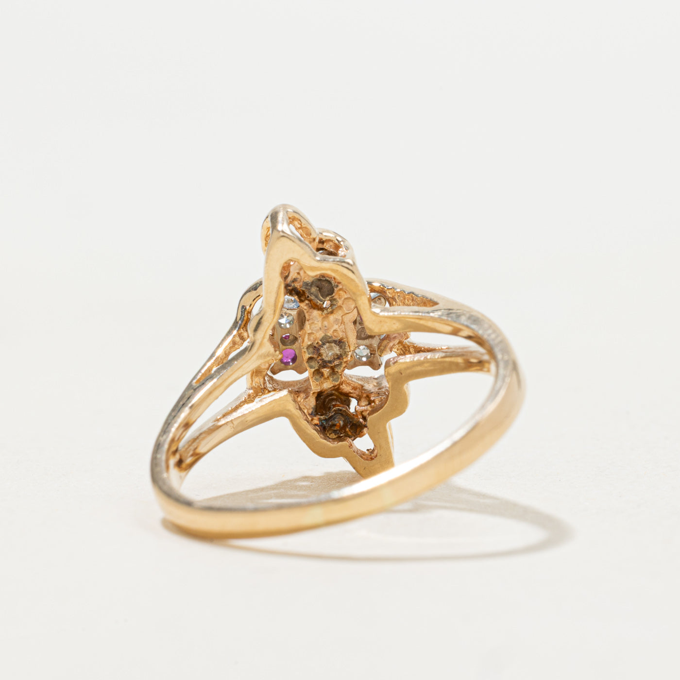 14k Ruby & Diamond Cluster Ring | SZ 7.5