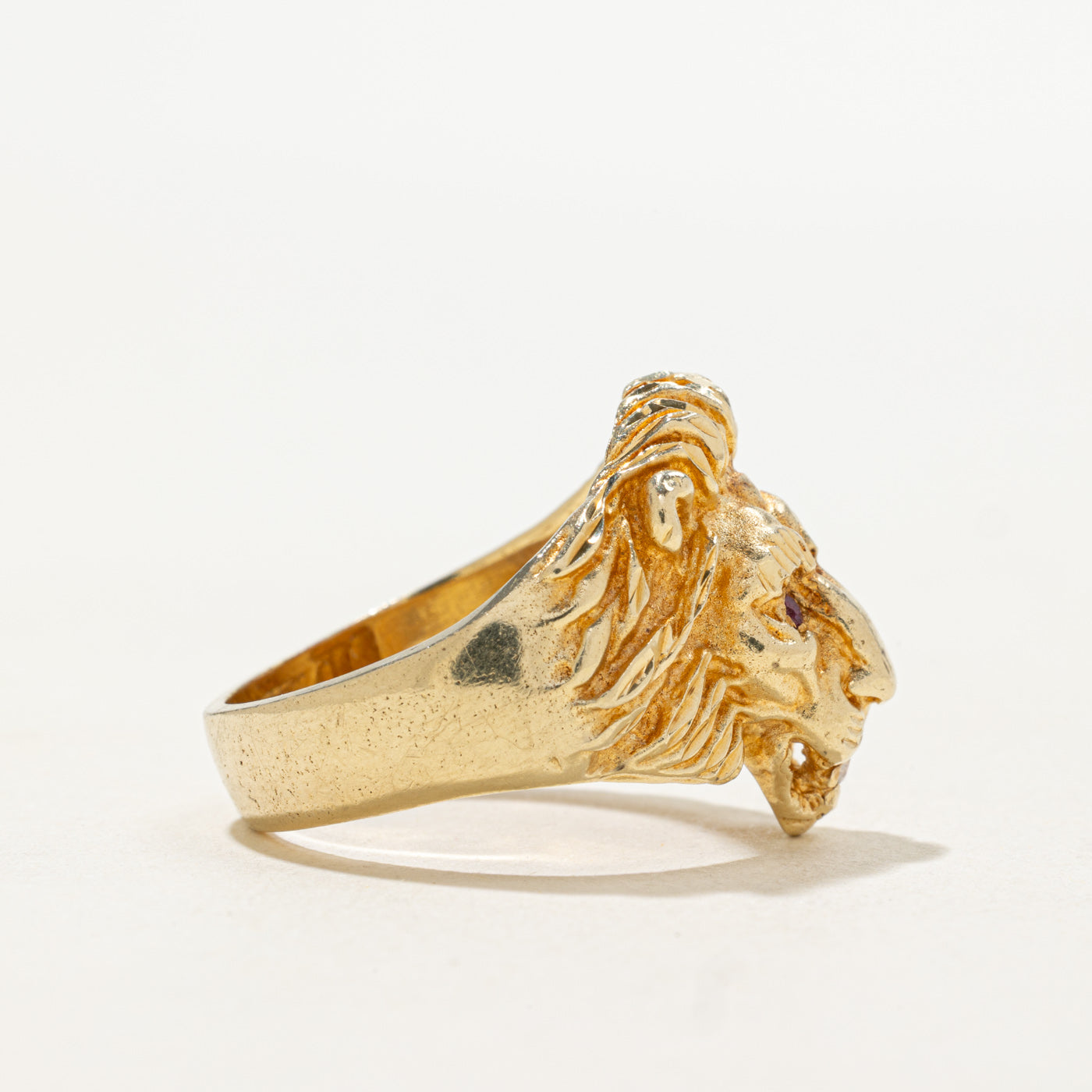 14k Ruby & Diamond Lion Head Ring | SZ 9.5