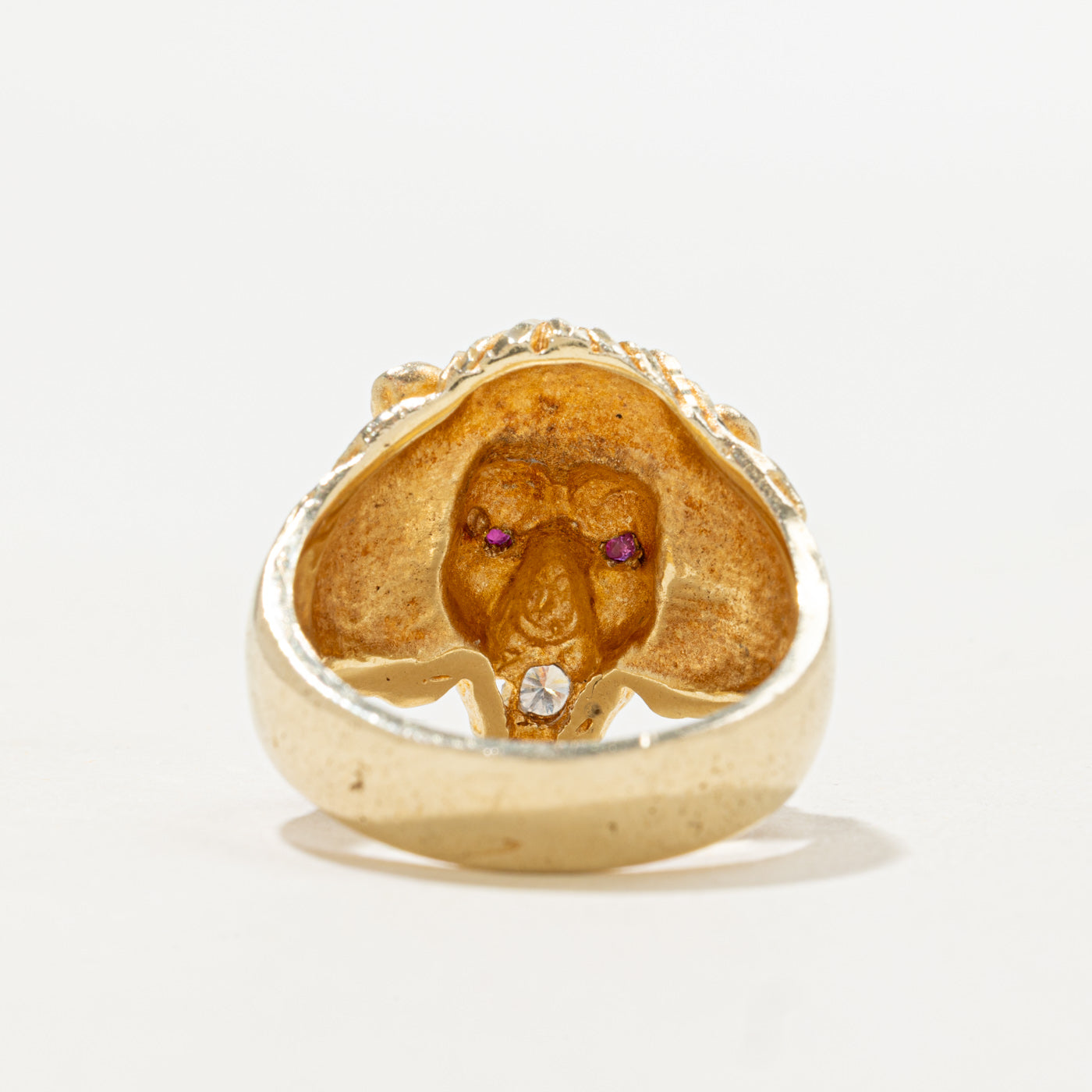14k Ruby & Diamond Lion Head Ring | SZ 9.5