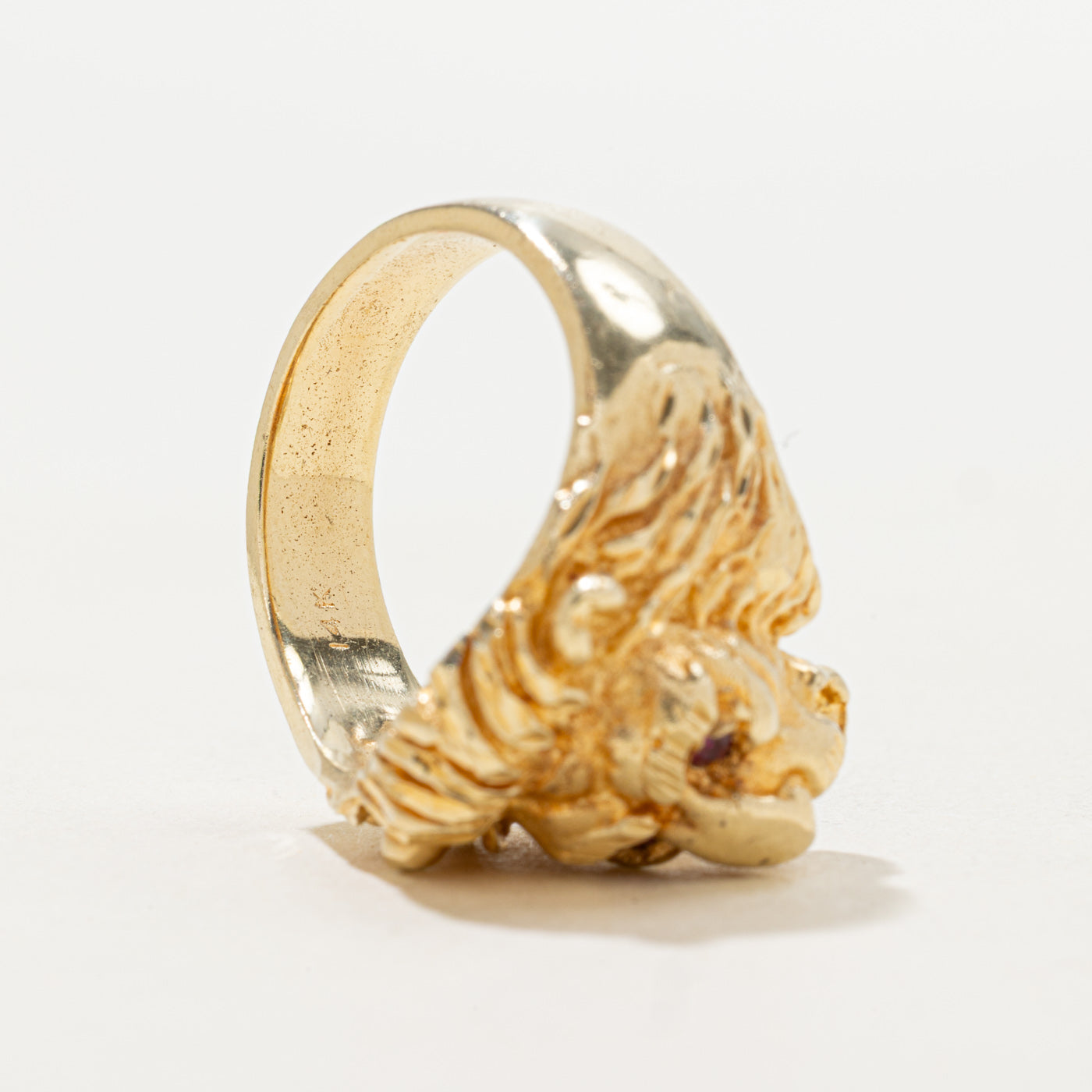 14k Ruby & Diamond Lion Head Ring | SZ 9.5