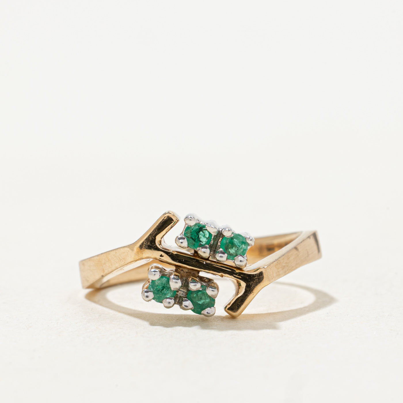 14k Emerald Cluster Geometric Ring | SZ 4.5