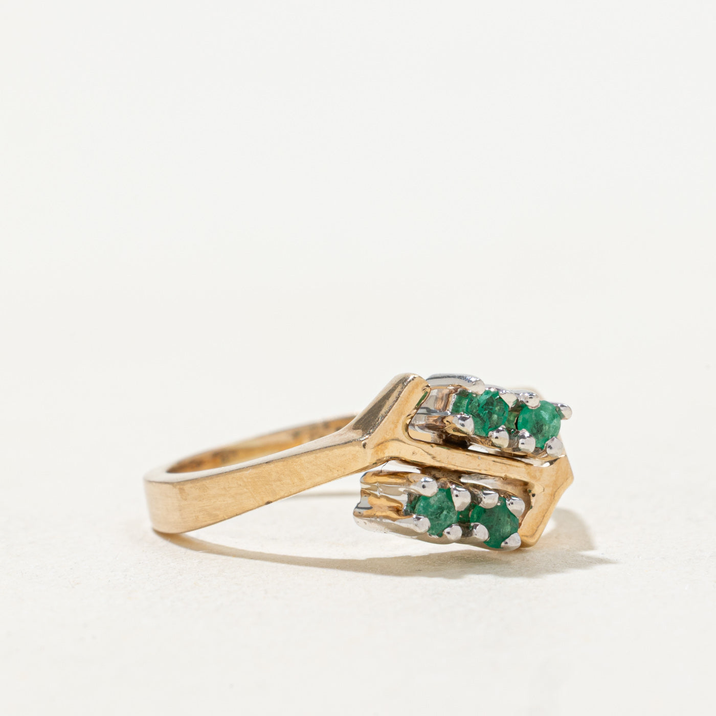 14k Emerald Cluster Geometric Ring | SZ 4.5