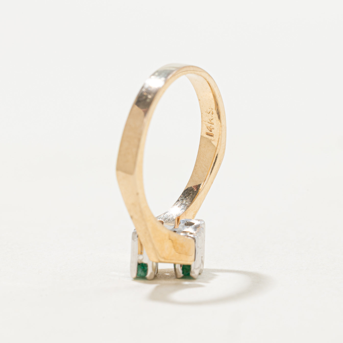 14k Emerald Cluster Geometric Ring | SZ 4.5