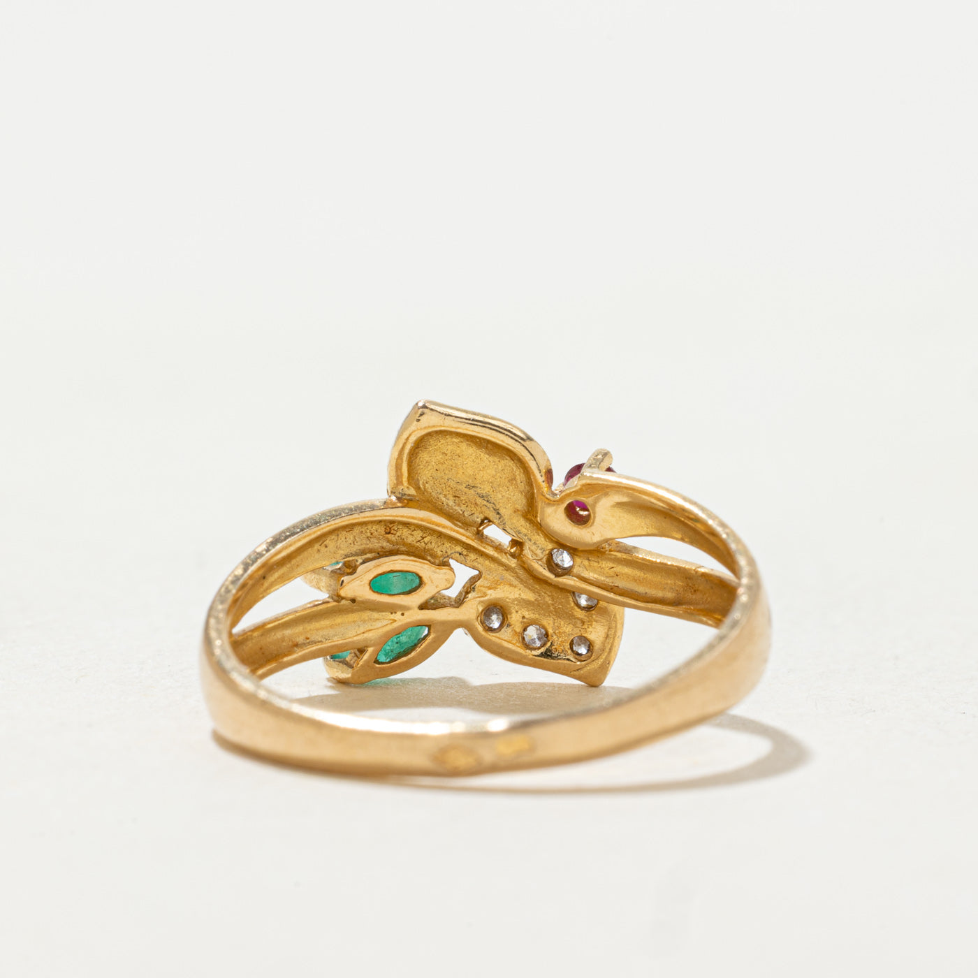 French Multi Gemstone Floral Leaf Ring | SZ 6.0