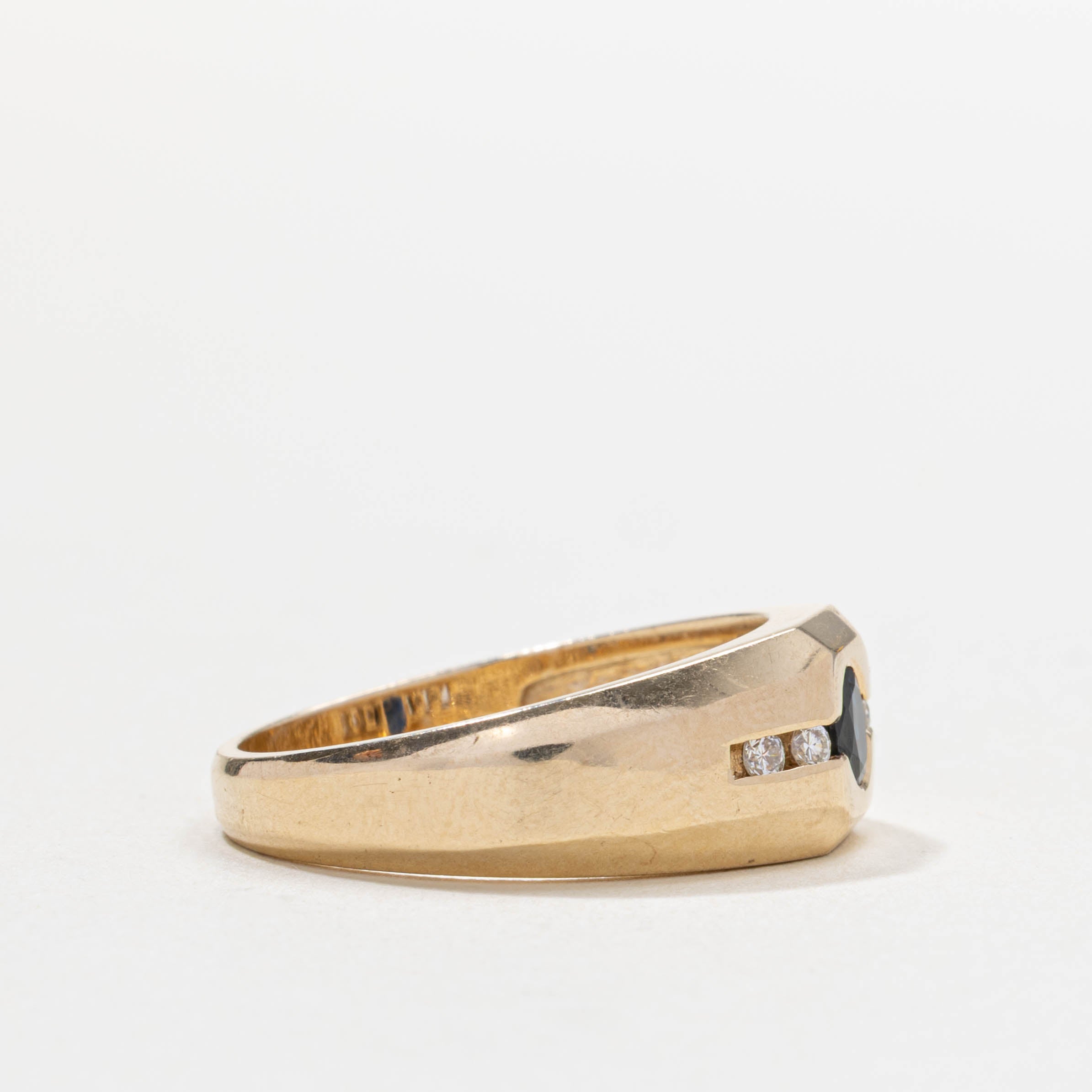 10k Flush Set Sapphire & Diamond Accented Ring | SZ 9.75