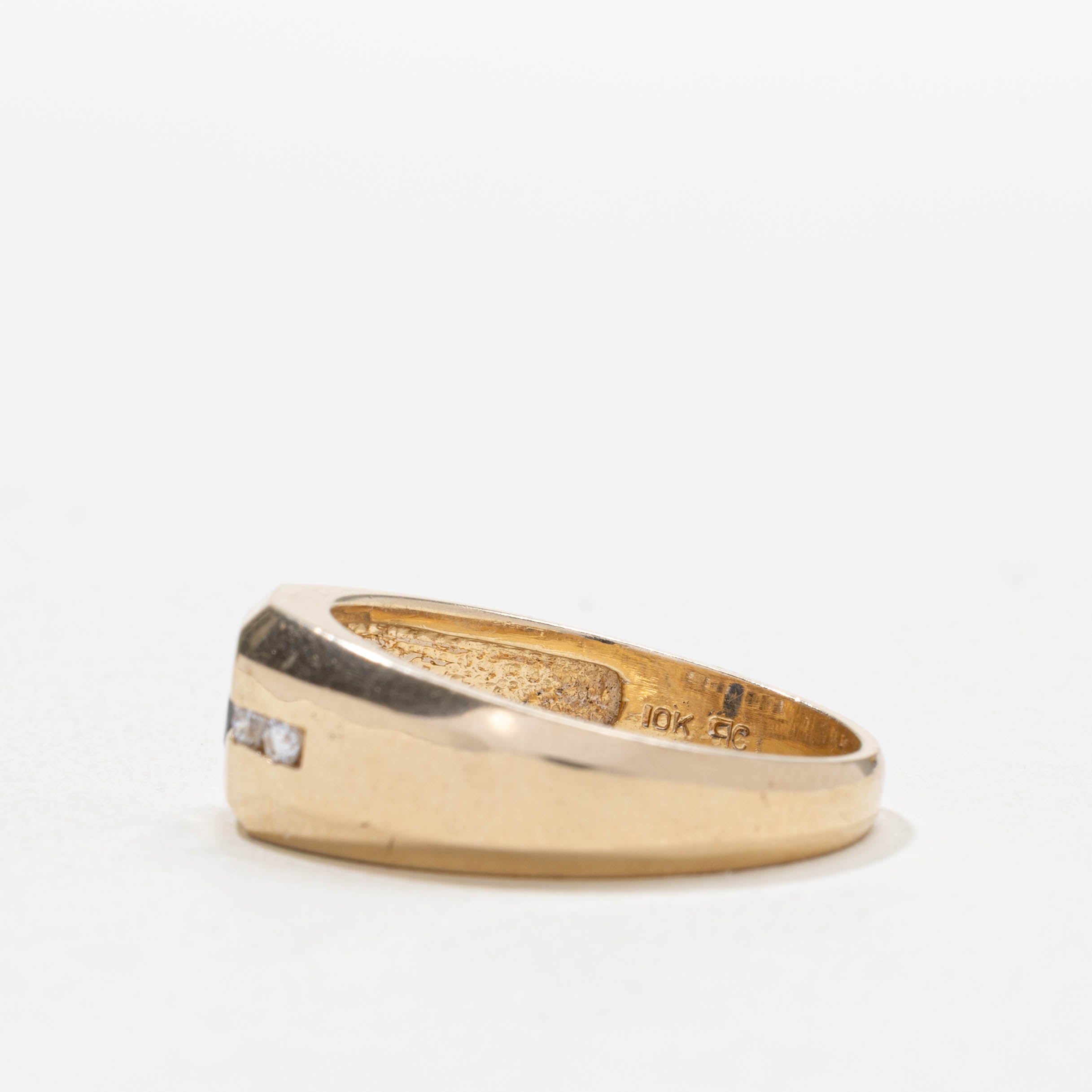 10k Flush Set Sapphire & Diamond Accented Ring | SZ 9.75