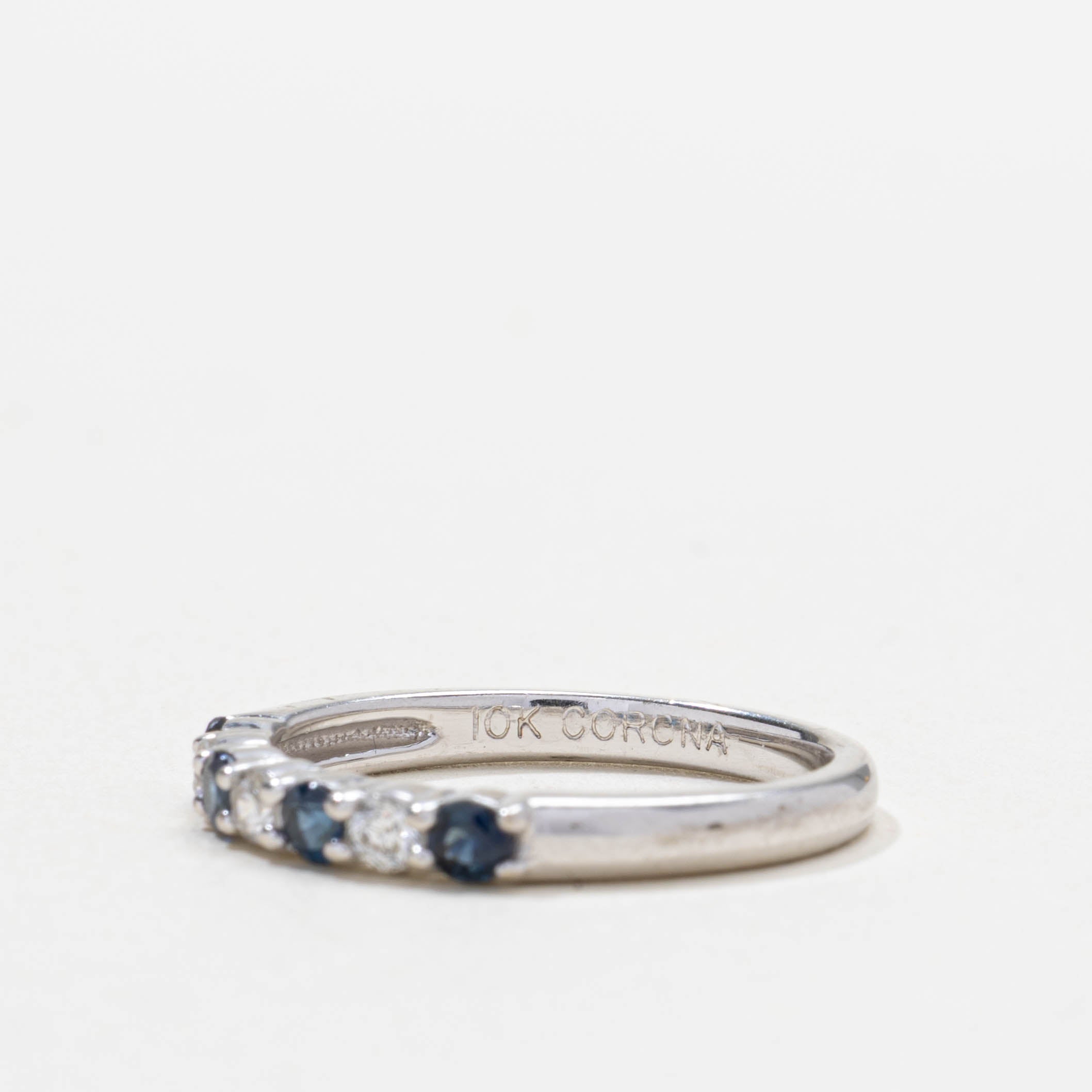 10k Seven Stone Sapphire & Diamond Band | 2.70mm | SZ 6.5