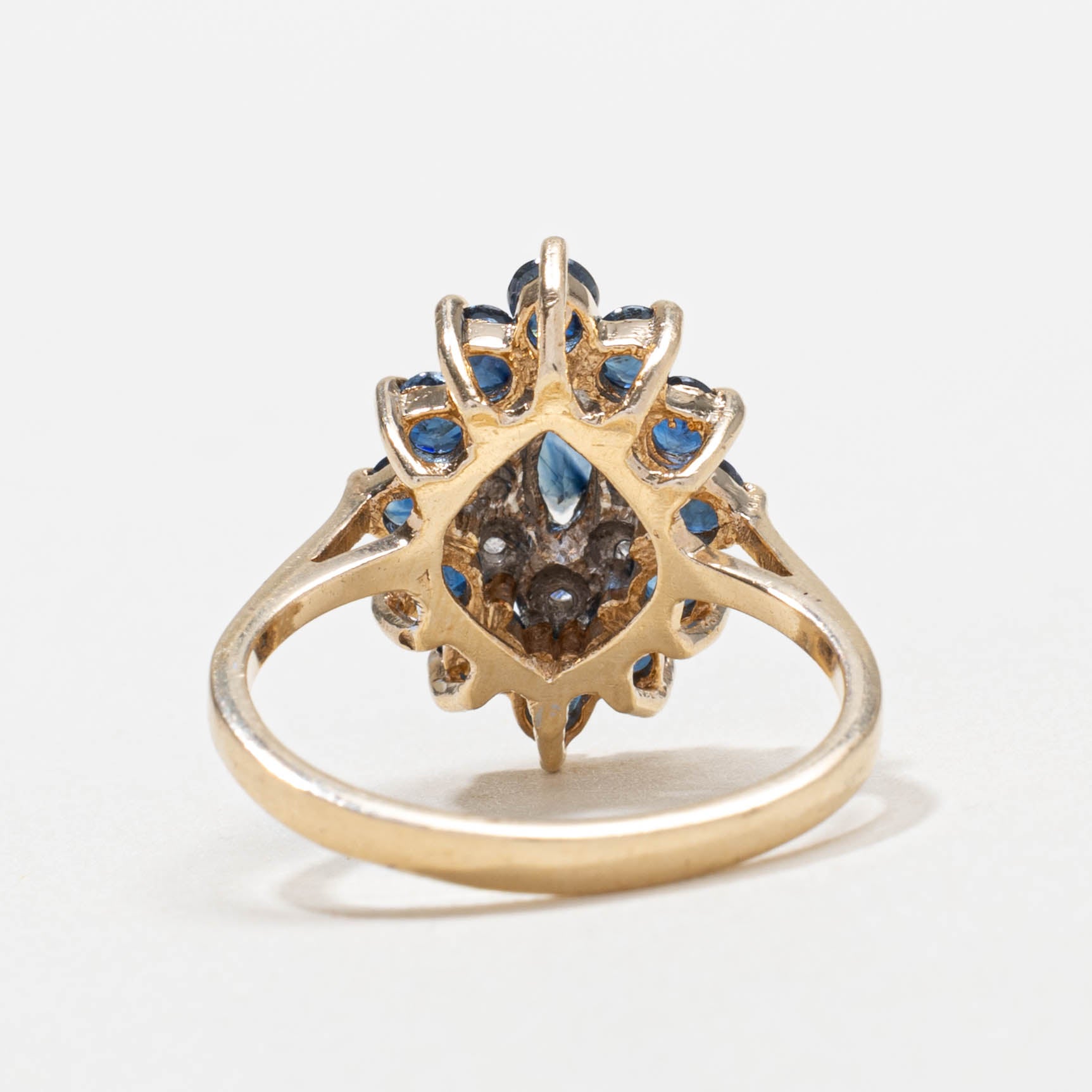 10k Sapphire & Diamond Marquise Cluster Ring | SZ 6
