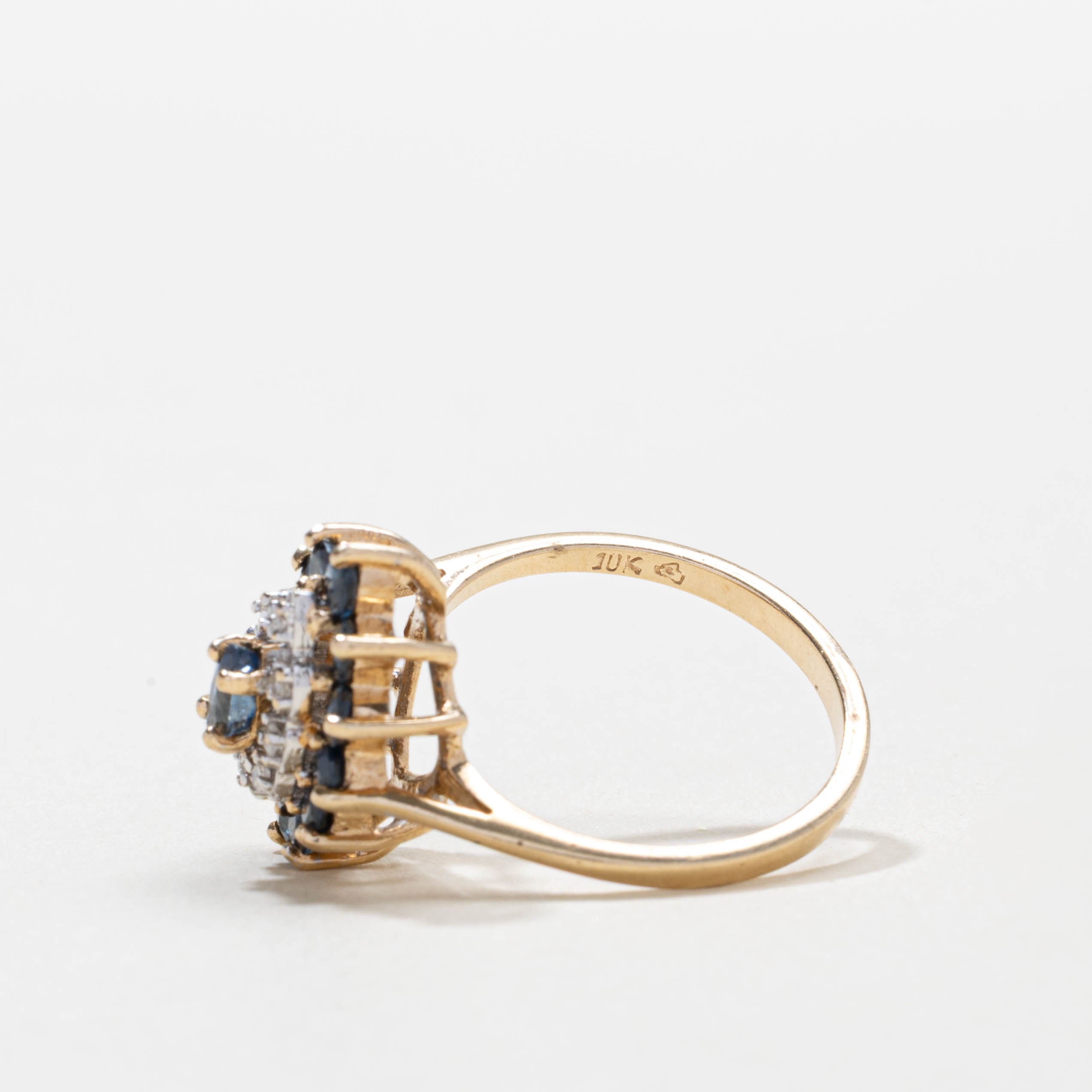 10k Sapphire & Diamond Marquise Cluster Ring | SZ 6