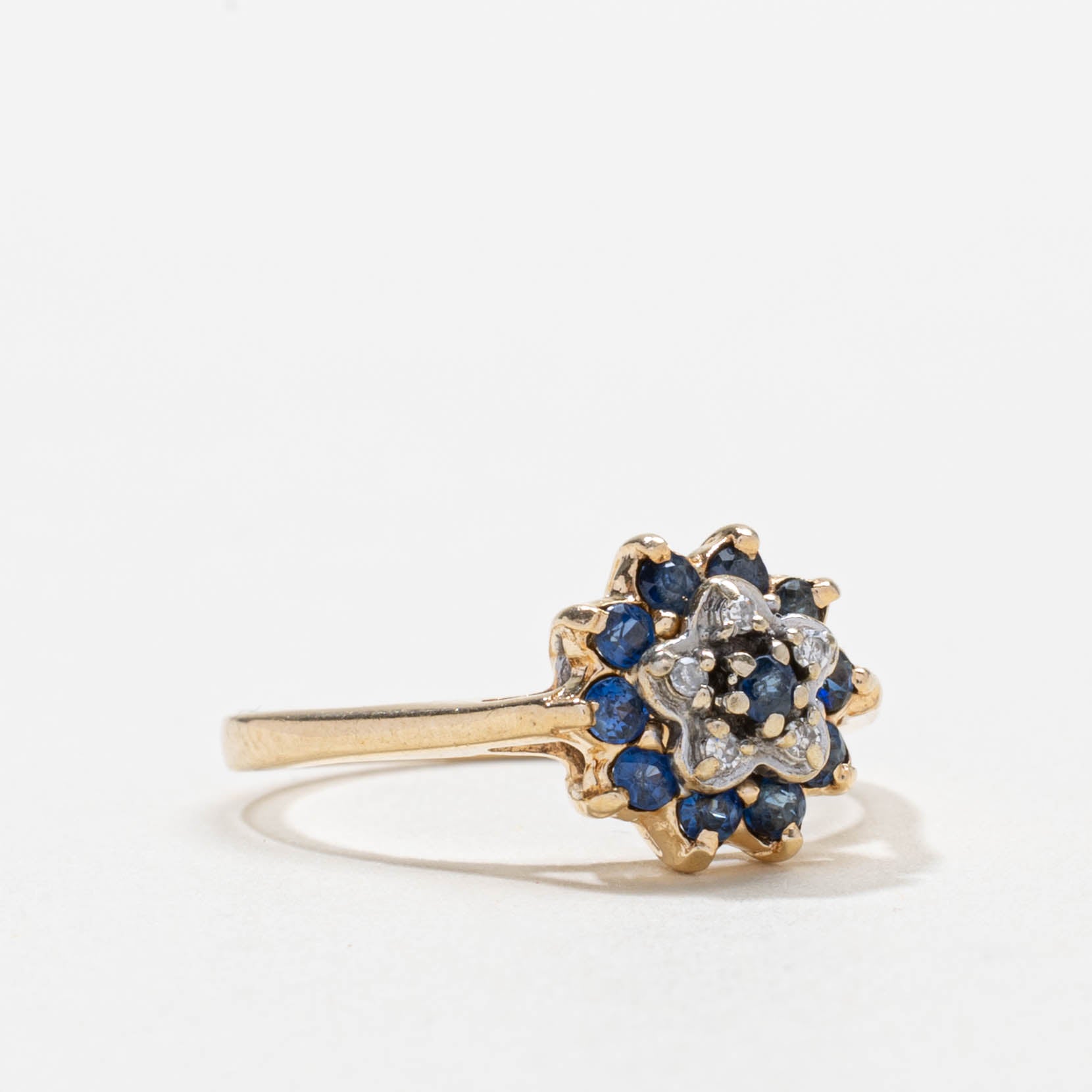 10k Sapphire & Diamond Petal Cluster Ring | SZ 6