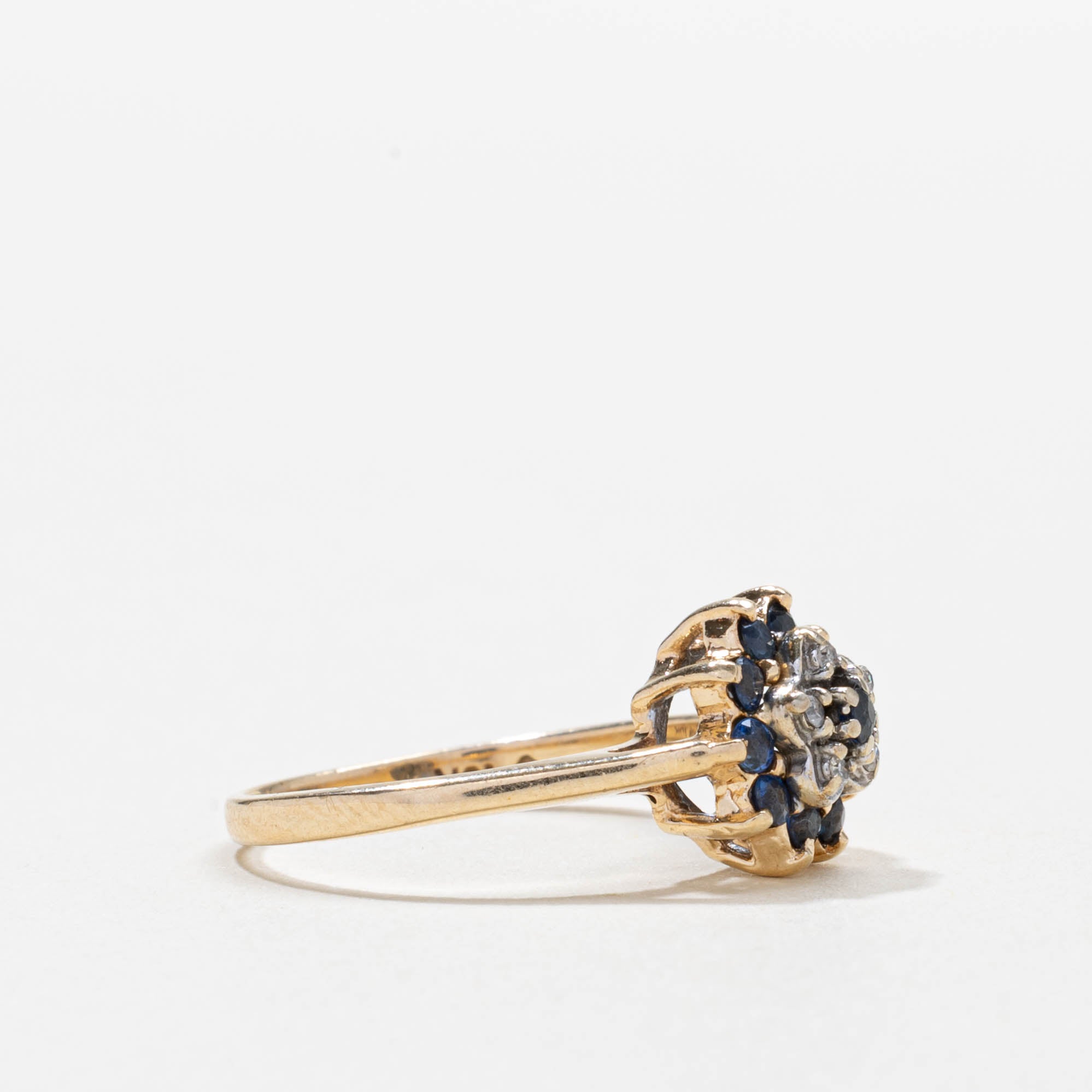 10k Sapphire & Diamond Petal Cluster Ring | SZ 6