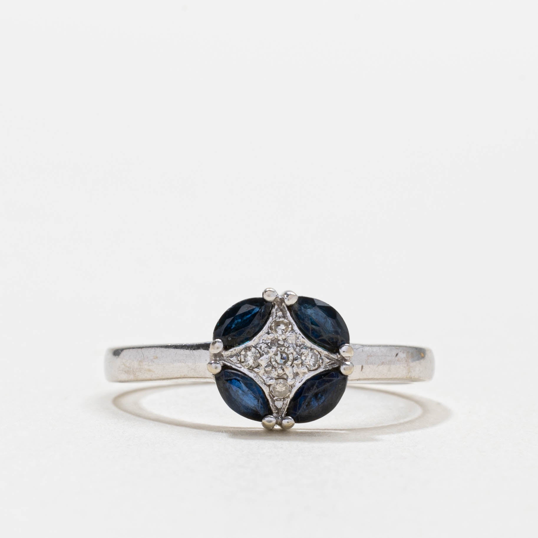 10k Sapphire & Diamond Geometric Cluster Ring | SZ 5.75
