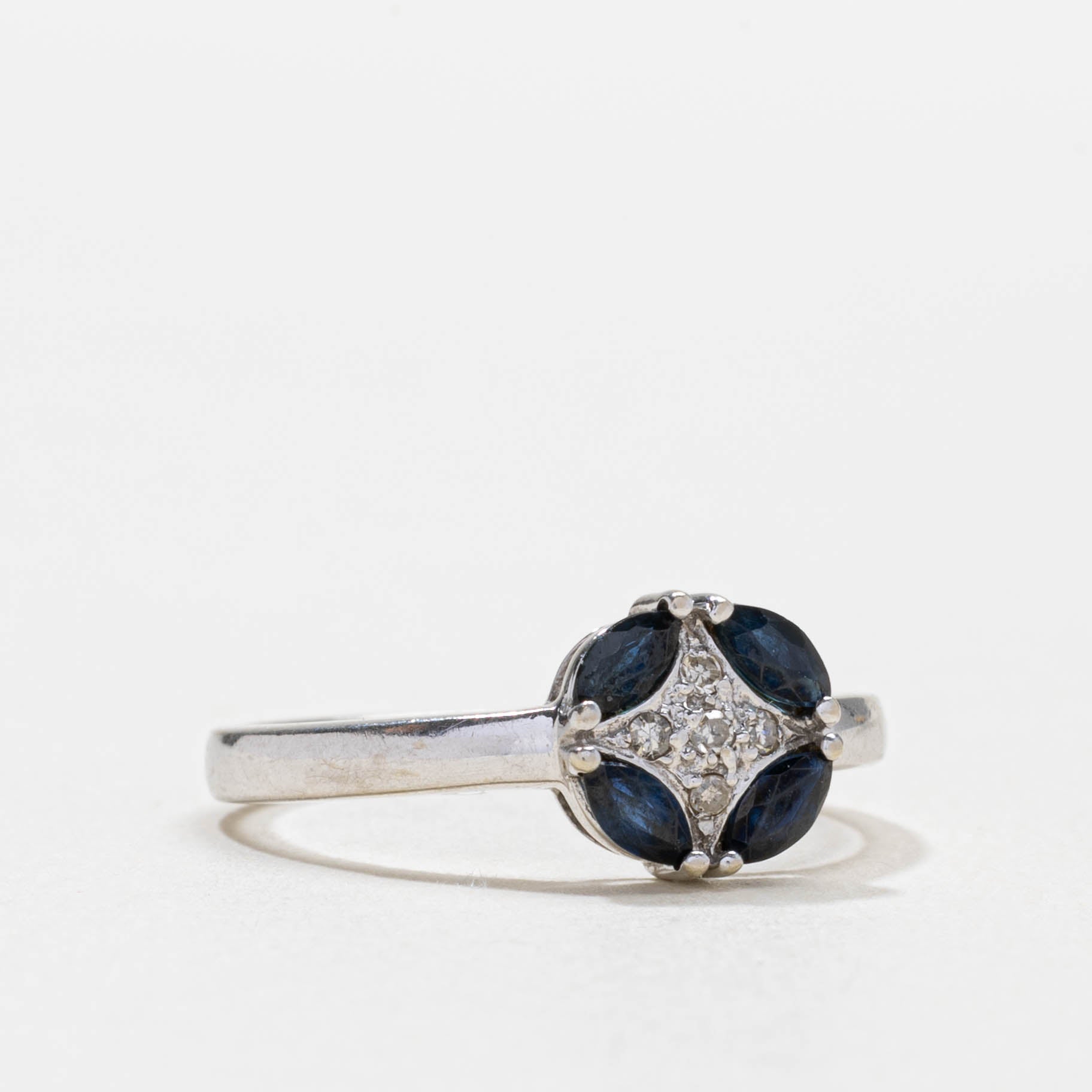 10k Sapphire & Diamond Geometric Cluster Ring | SZ 5.75
