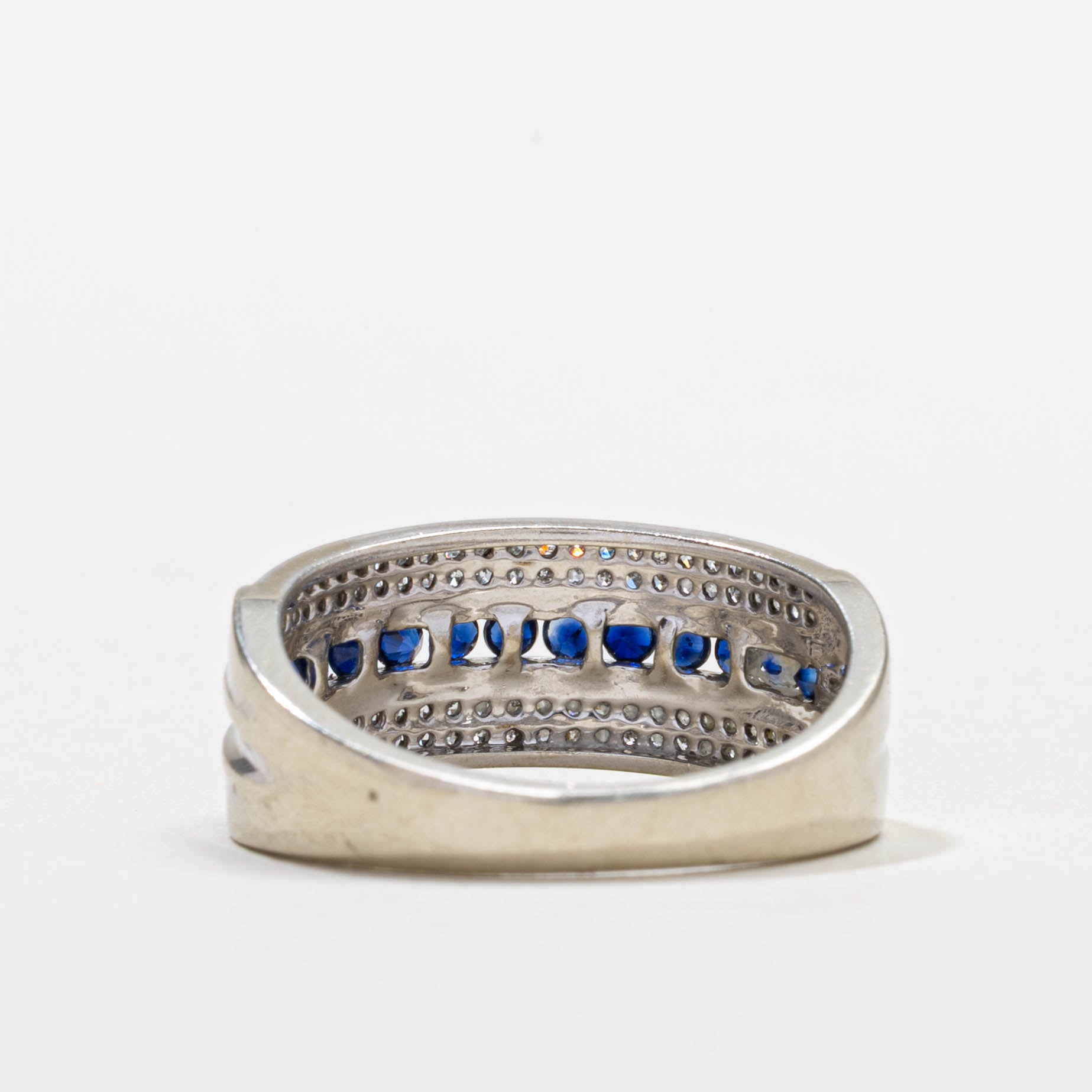 10k Sapphire & Diamond Multi Row Band | SZ 7.25