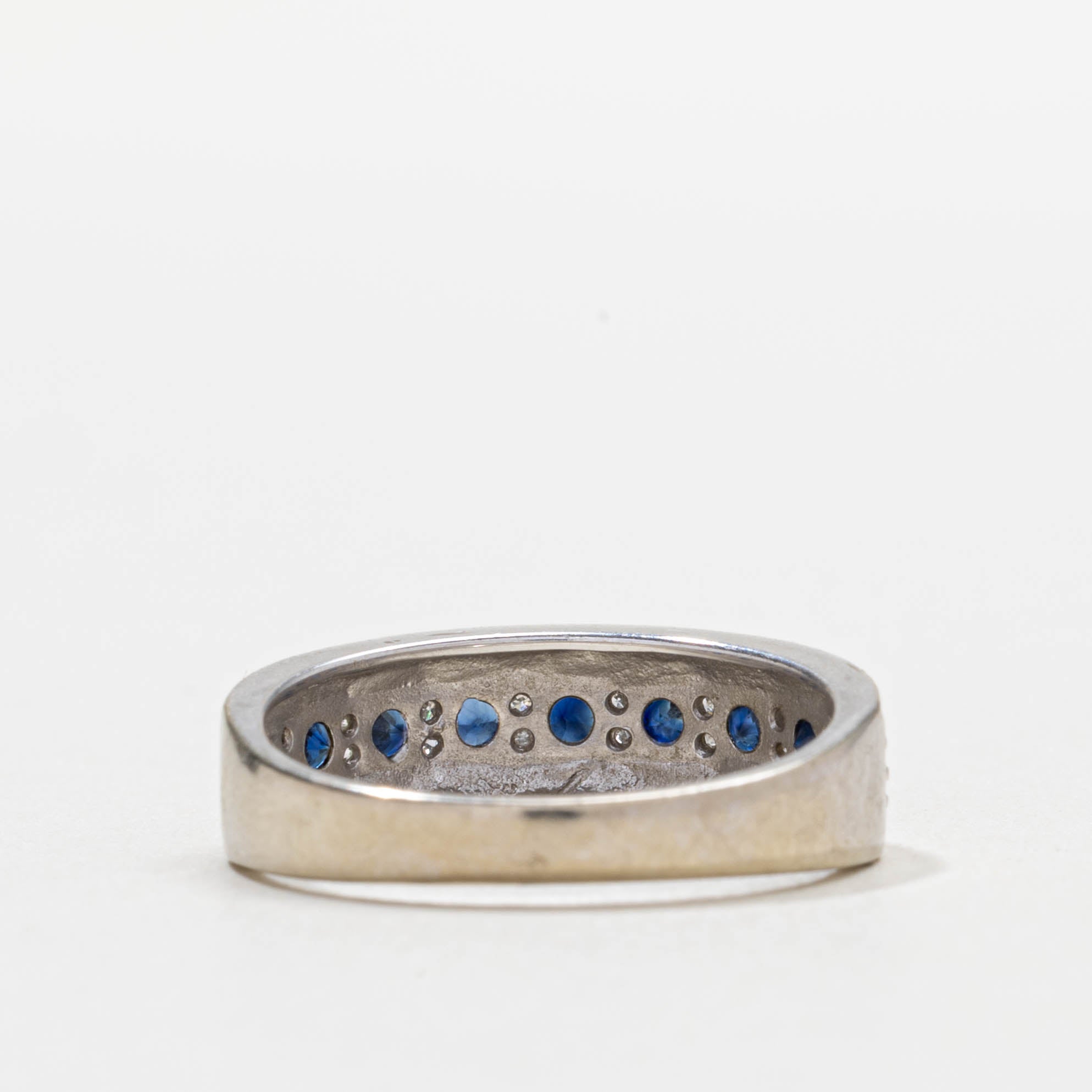 10k Semi Eternity Sapphire & Diamond Milgrain Band | SZ 6
