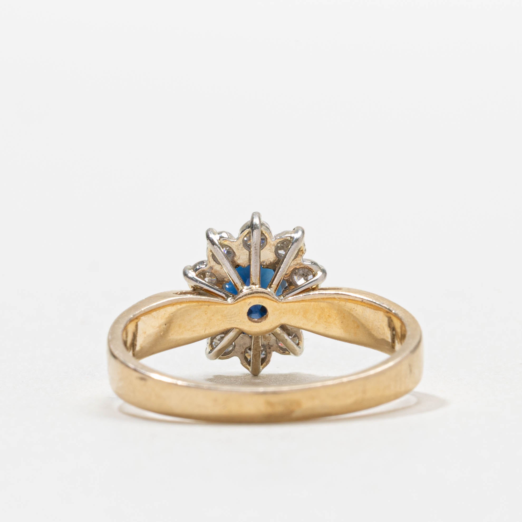 14k Sapphire & Diamond Petal Halo Ring | SZ 5.5