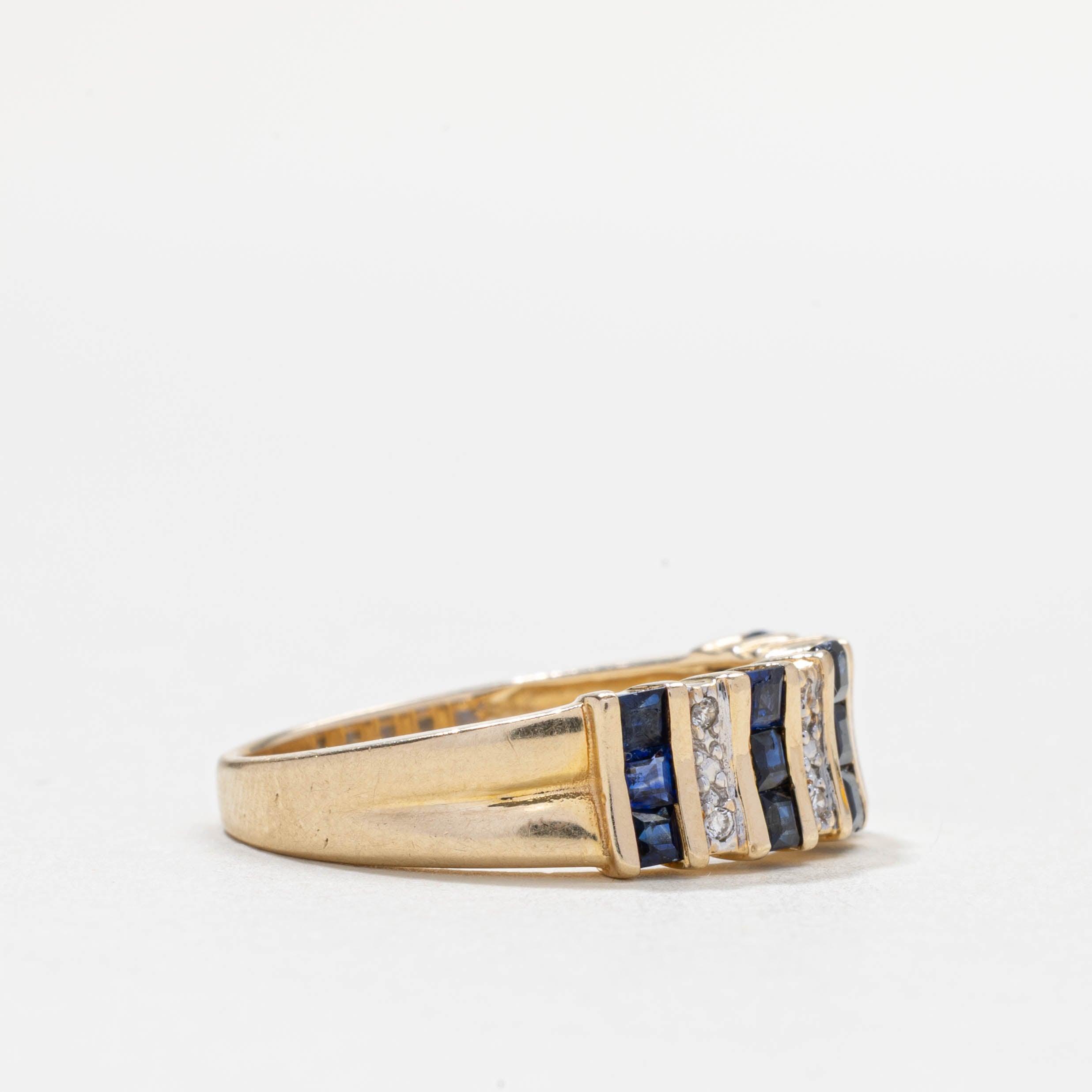 14k Sapphire & Diamond Multi Column Ring | SZ 7.5