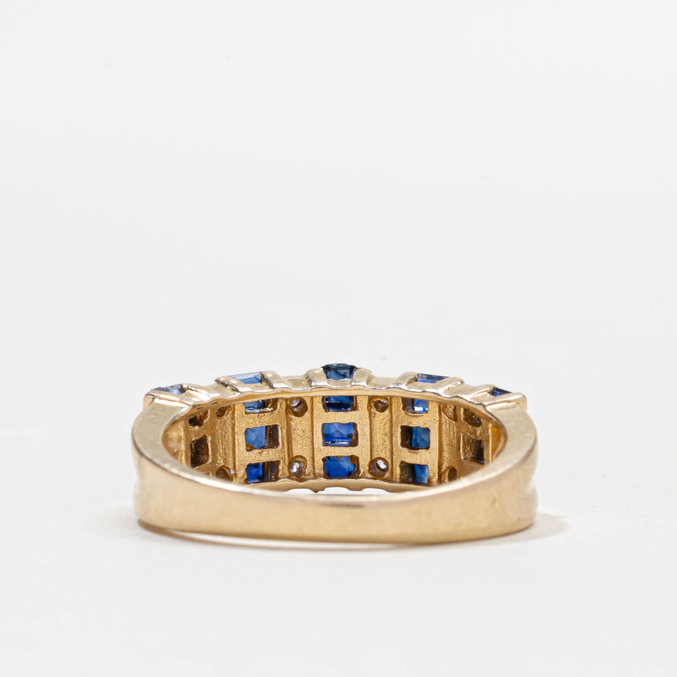 14k Sapphire & Diamond Multi Column Ring | SZ 7.5