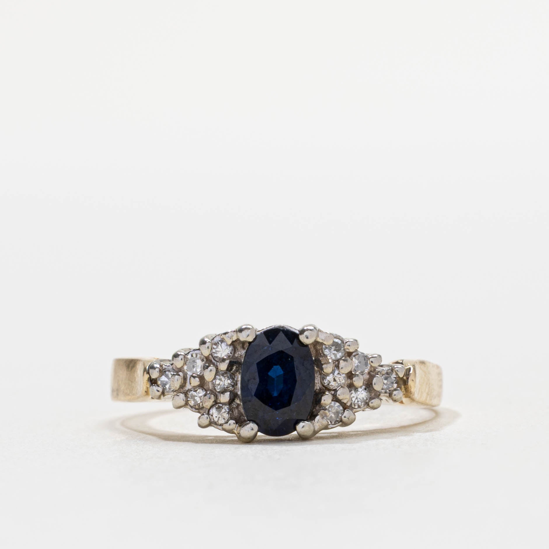 14k Oval Cut Sapphire & Diamond Accented Ring | SZ 7