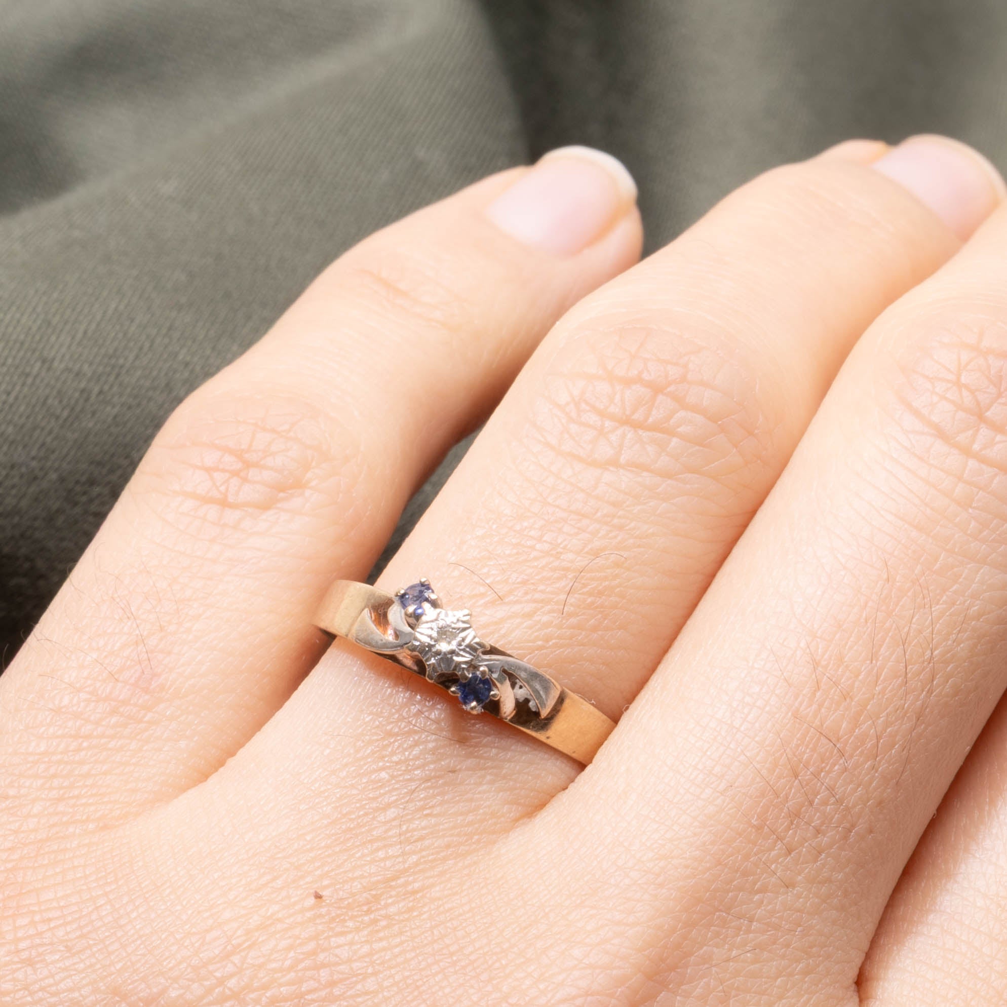 9k Sapphire & Diamond Cluster Ring | SZ 7.5