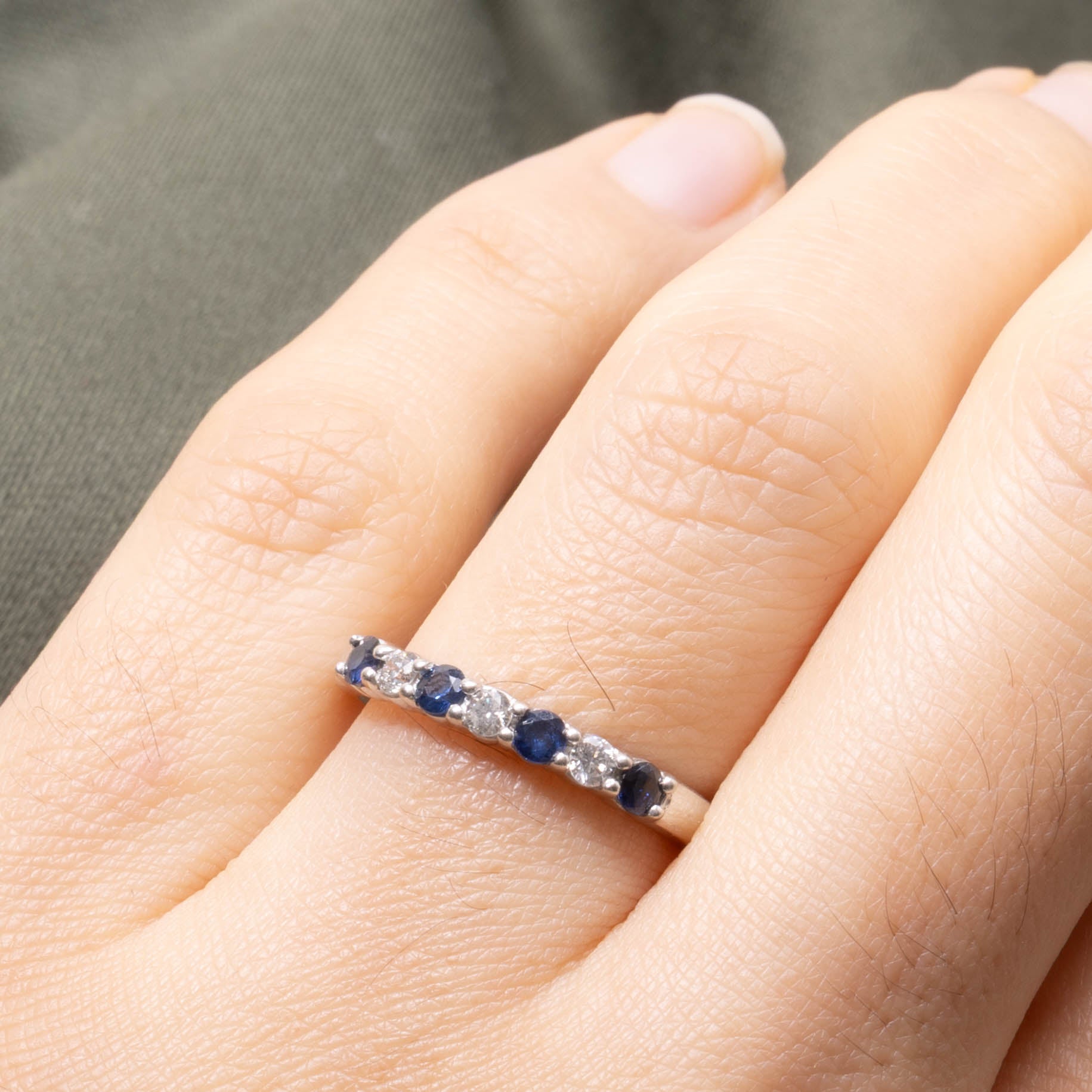 10k Seven Stone Sapphire & Diamond Band | 2.70mm | SZ 6.5