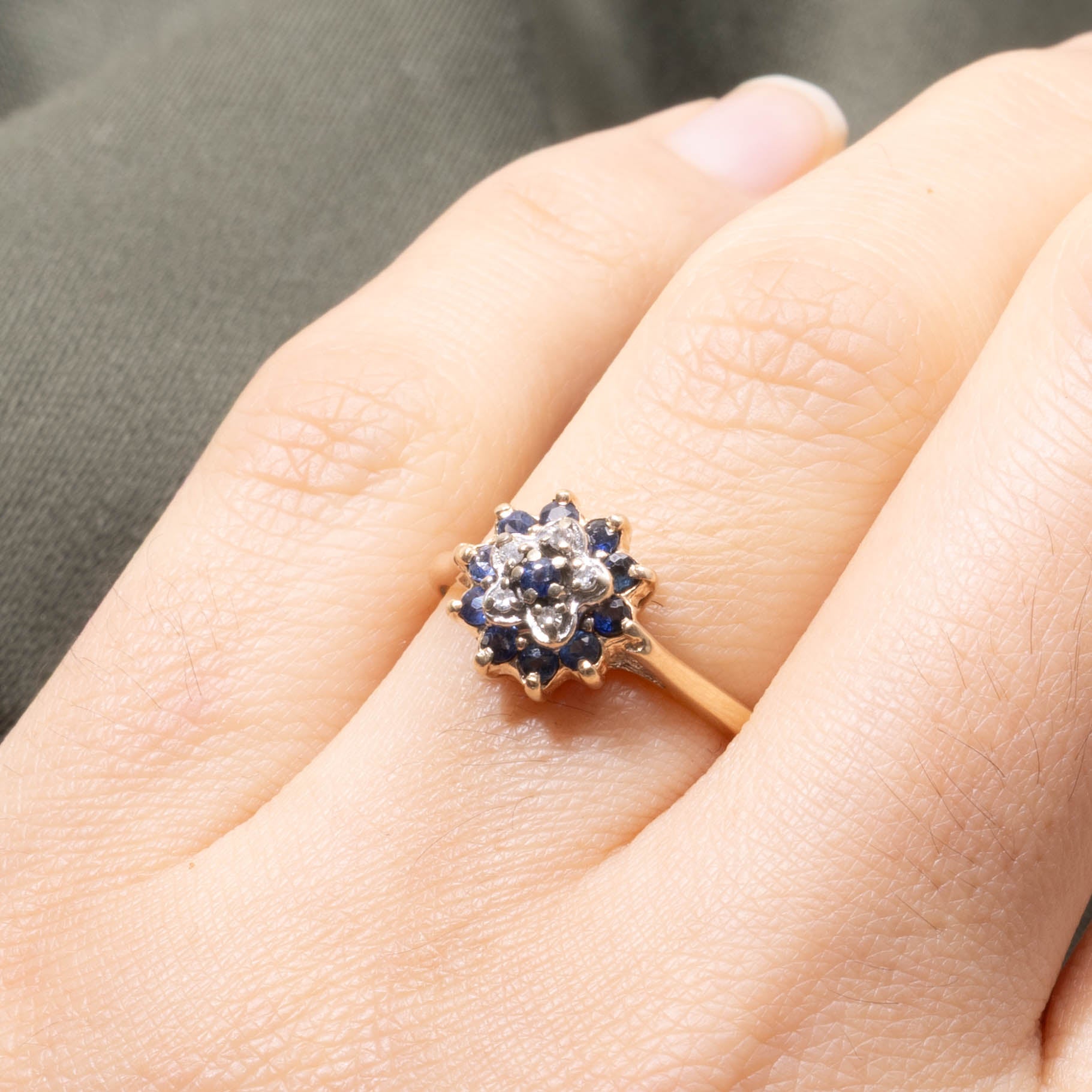 10k Sapphire & Diamond Petal Cluster Ring | SZ 6