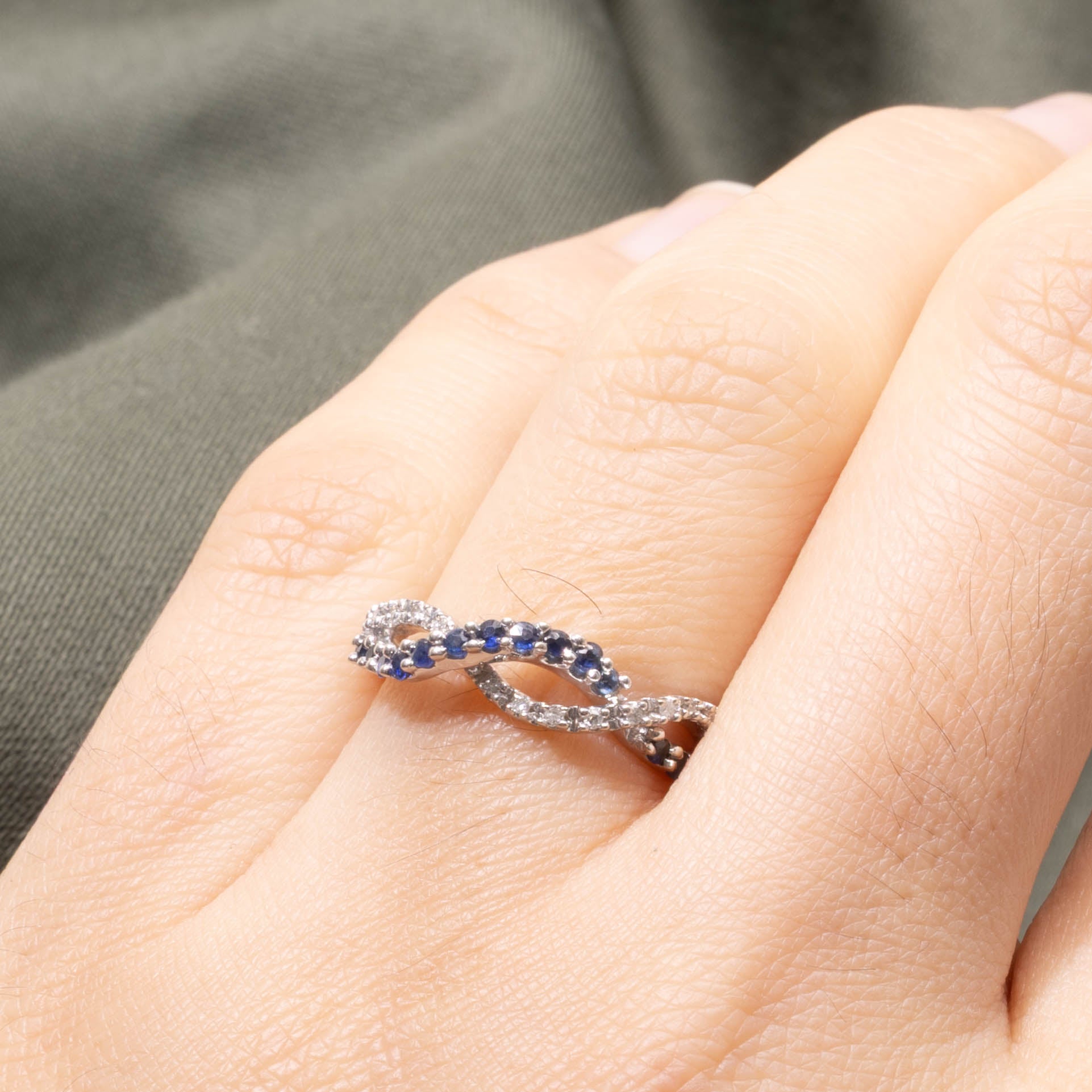 10k Sapphire & Diamond Multi Crossover Ring | SZ 6
