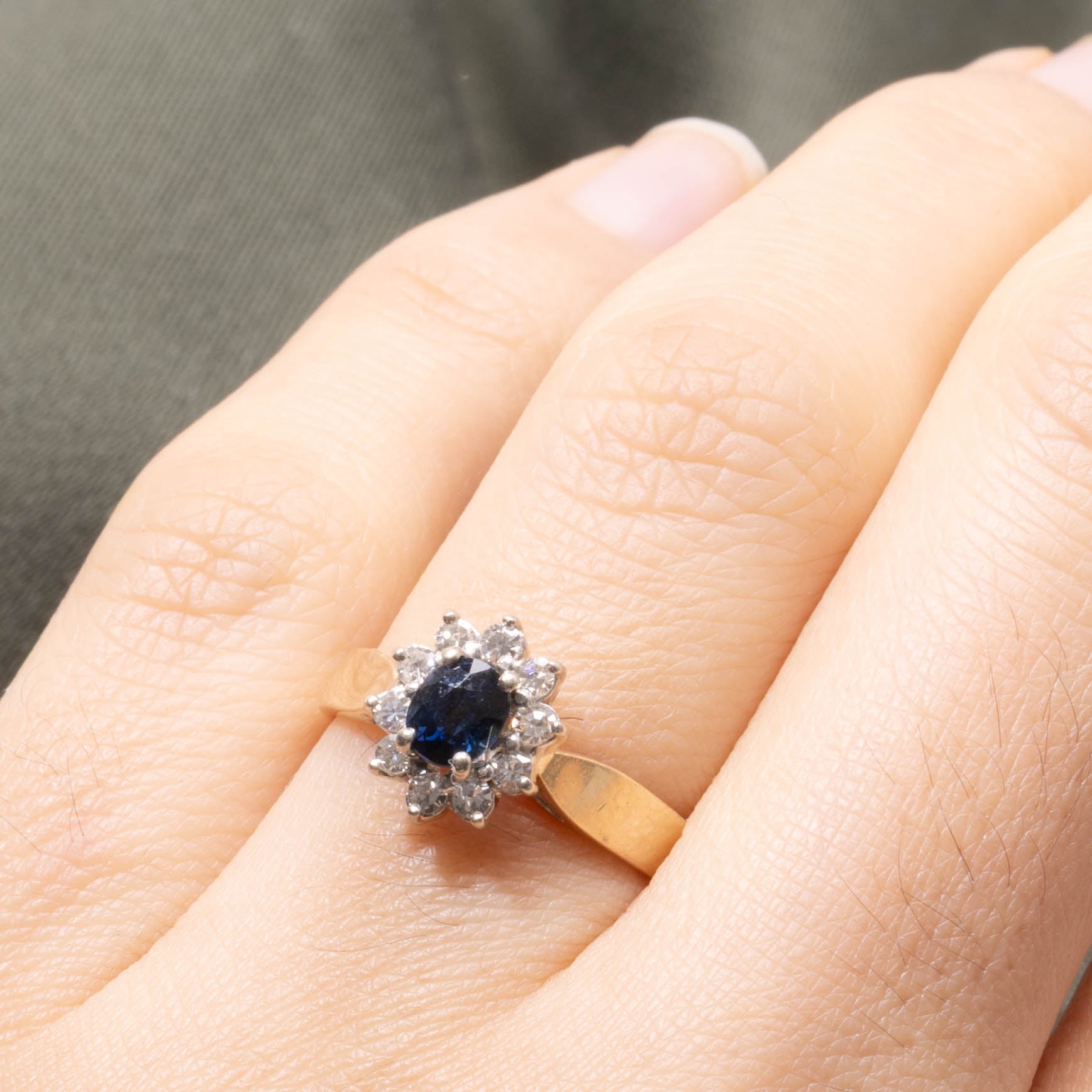 14k Sapphire & Diamond Petal Halo Ring | SZ 5.5