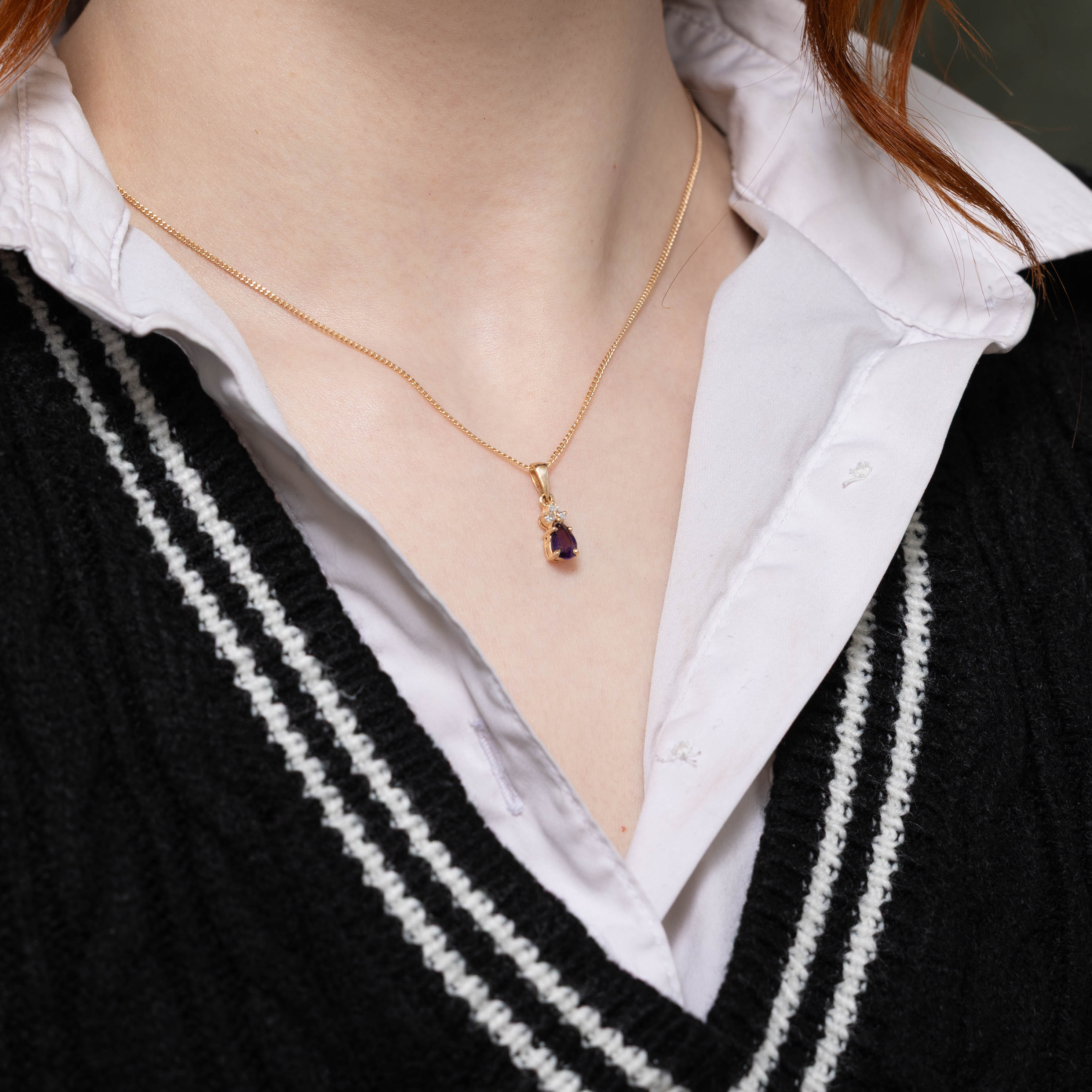 14k Amethyst & Diamond Accented Pendant | 0.50ct, 0.03ctw