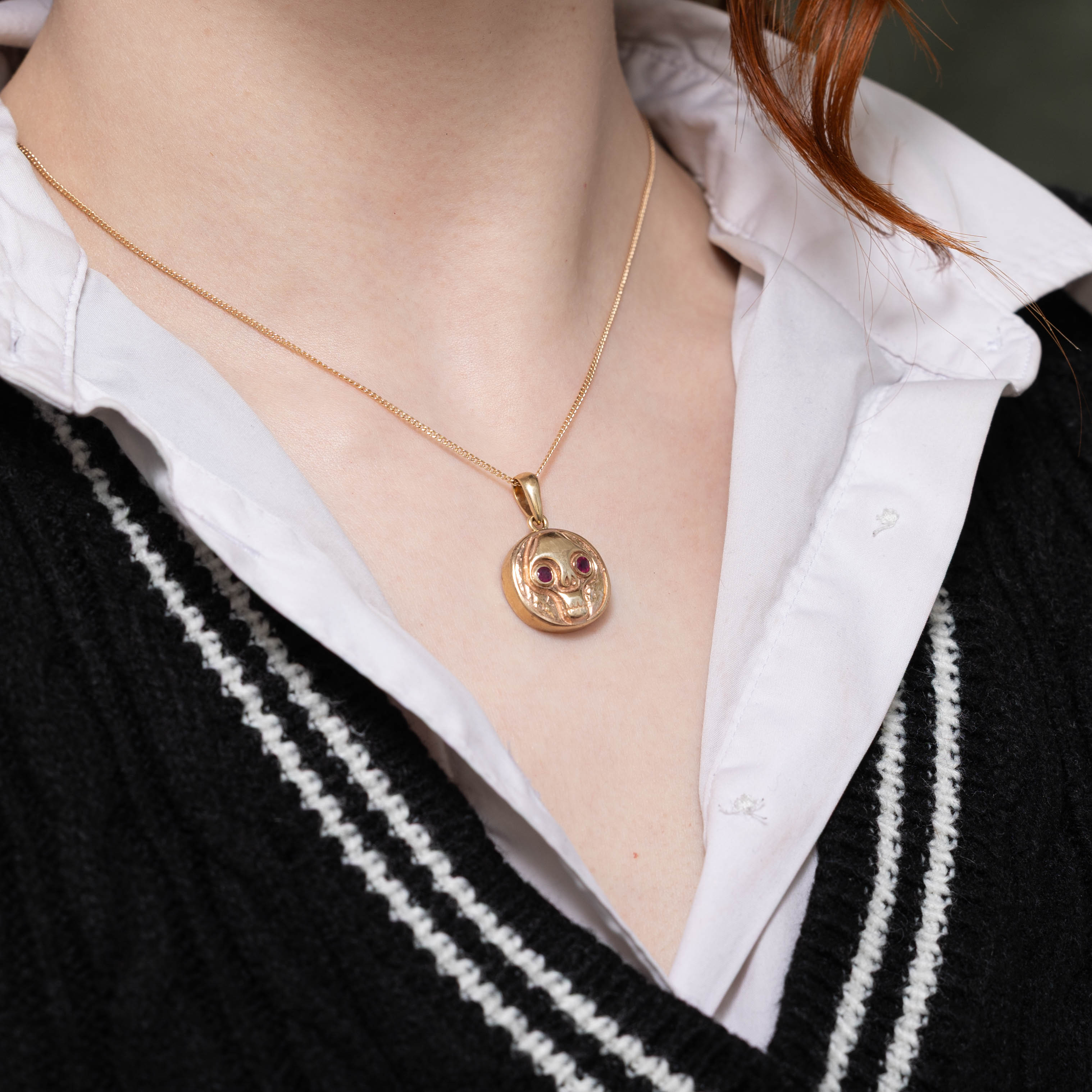 9k Ruby Skull Pendant | 0.14ctw