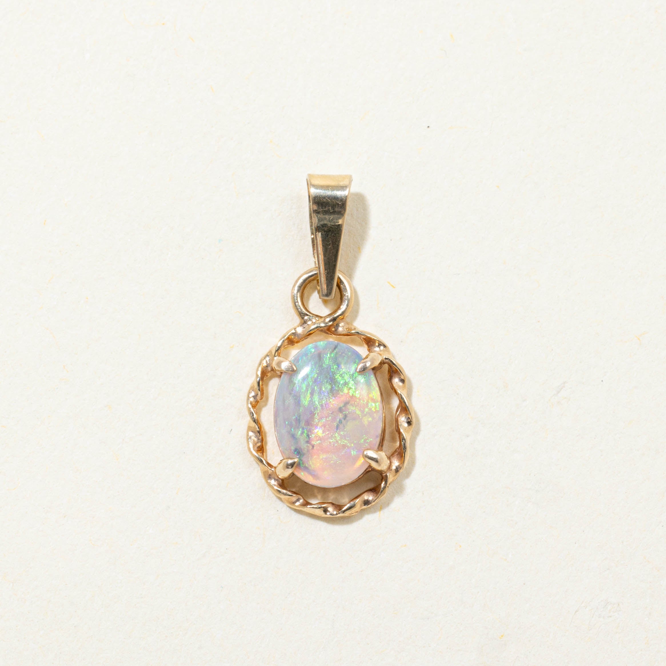 14k Opal Twist Framed Pendant | 0.40ct