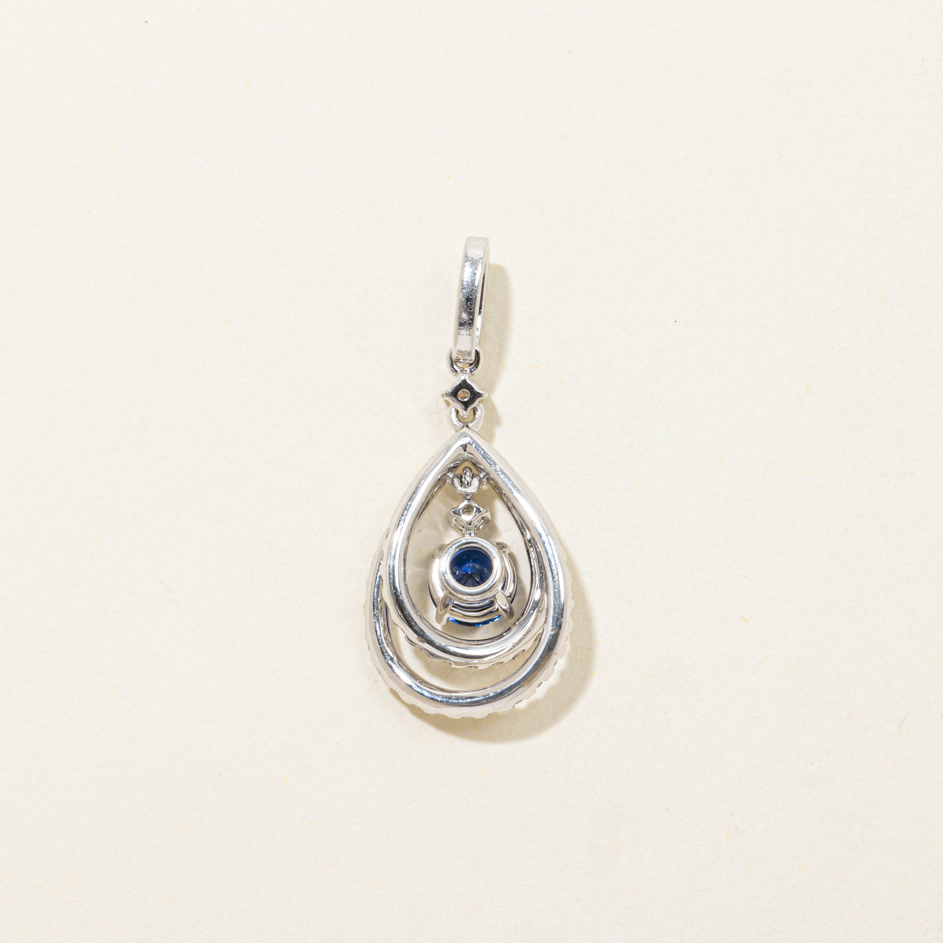 18k Sapphire & Diamond Teardrop Pendant | 0.59ct, 0.44ctw